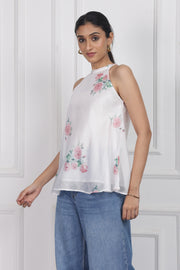 Wander Edit - Ivory Floral Lantern Top