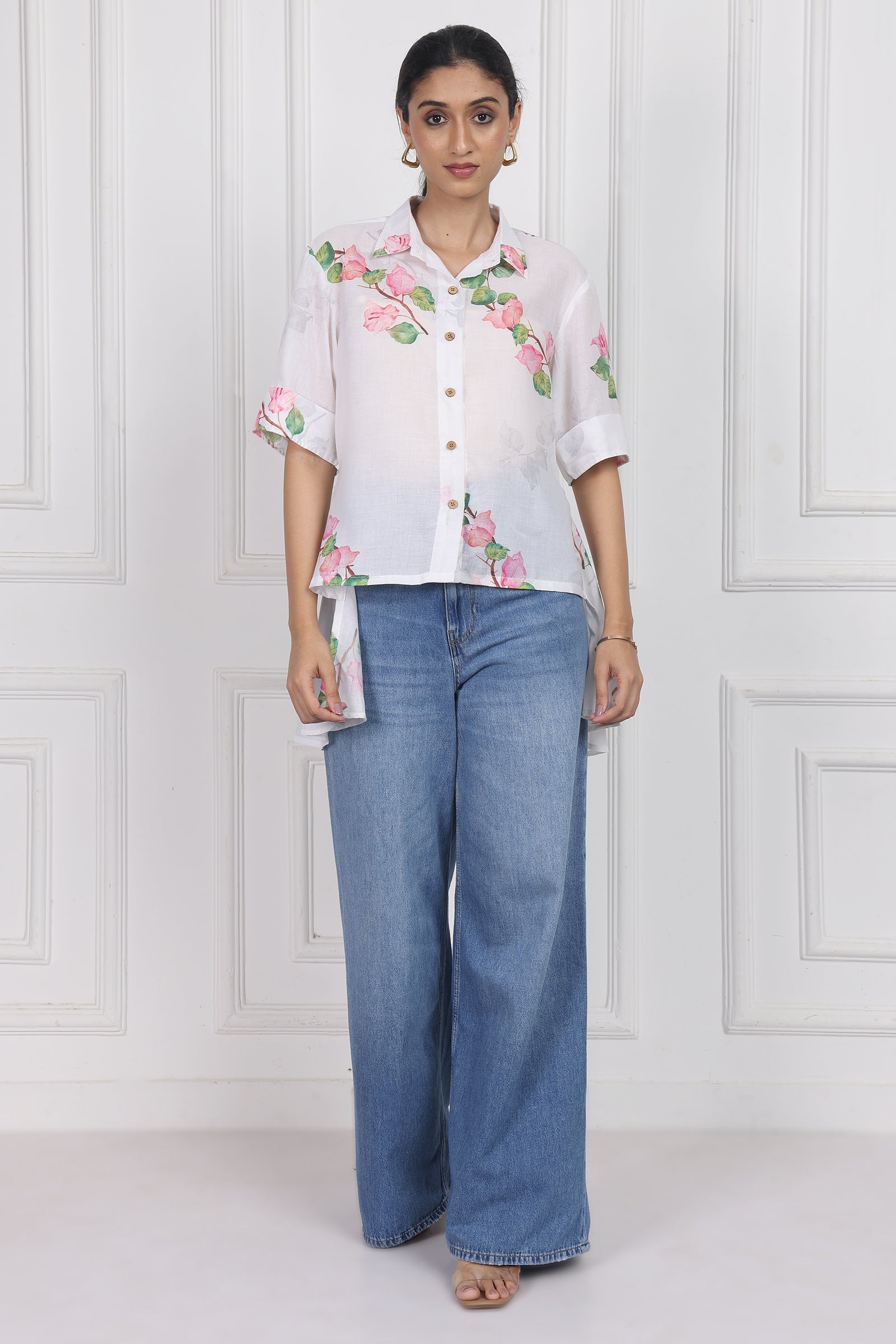 Wander Edit - Bougainvillea Bloom High Low Shirt