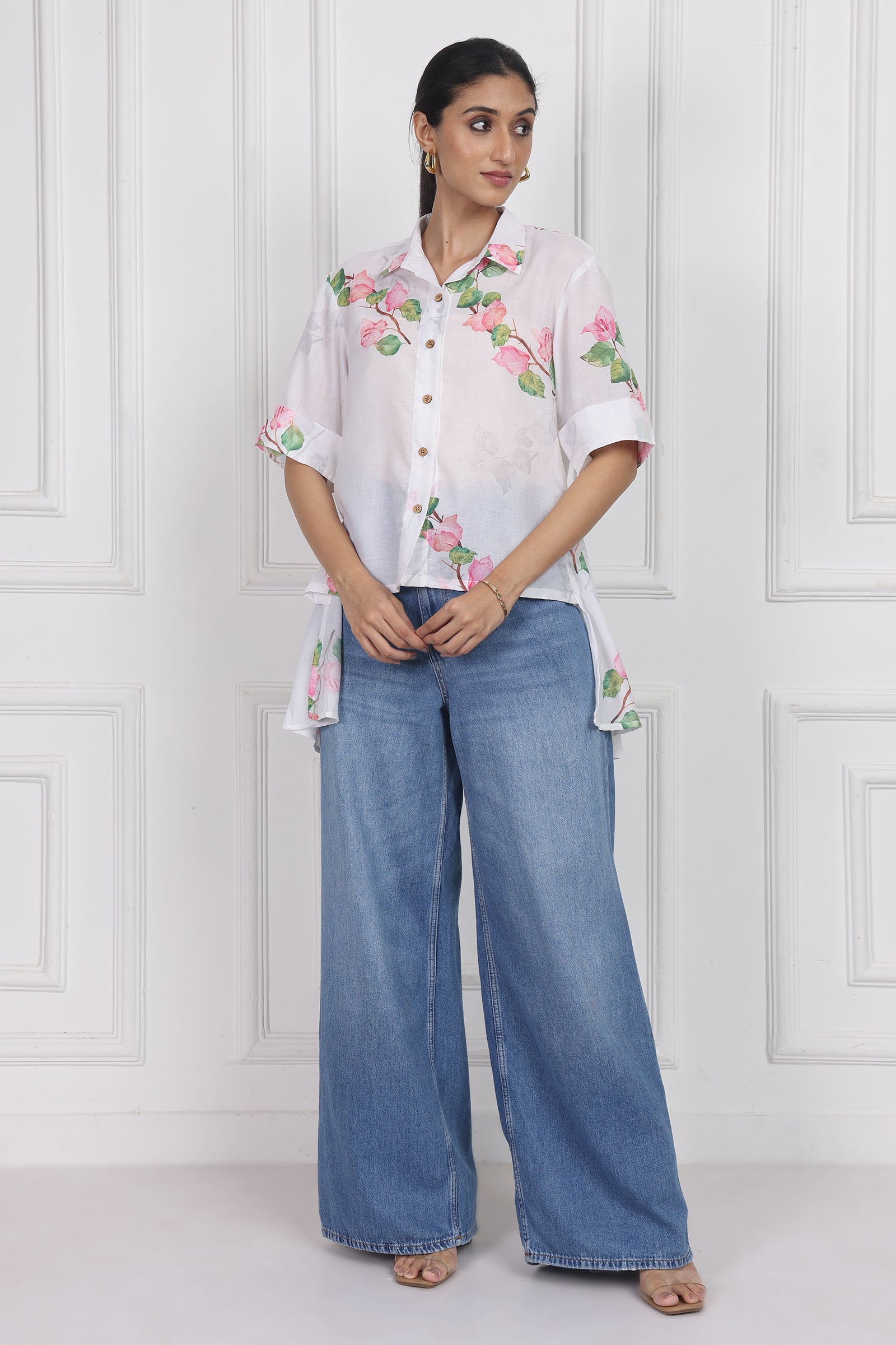 Wander Edit - Bougainvillea Bloom High Low Shirt
