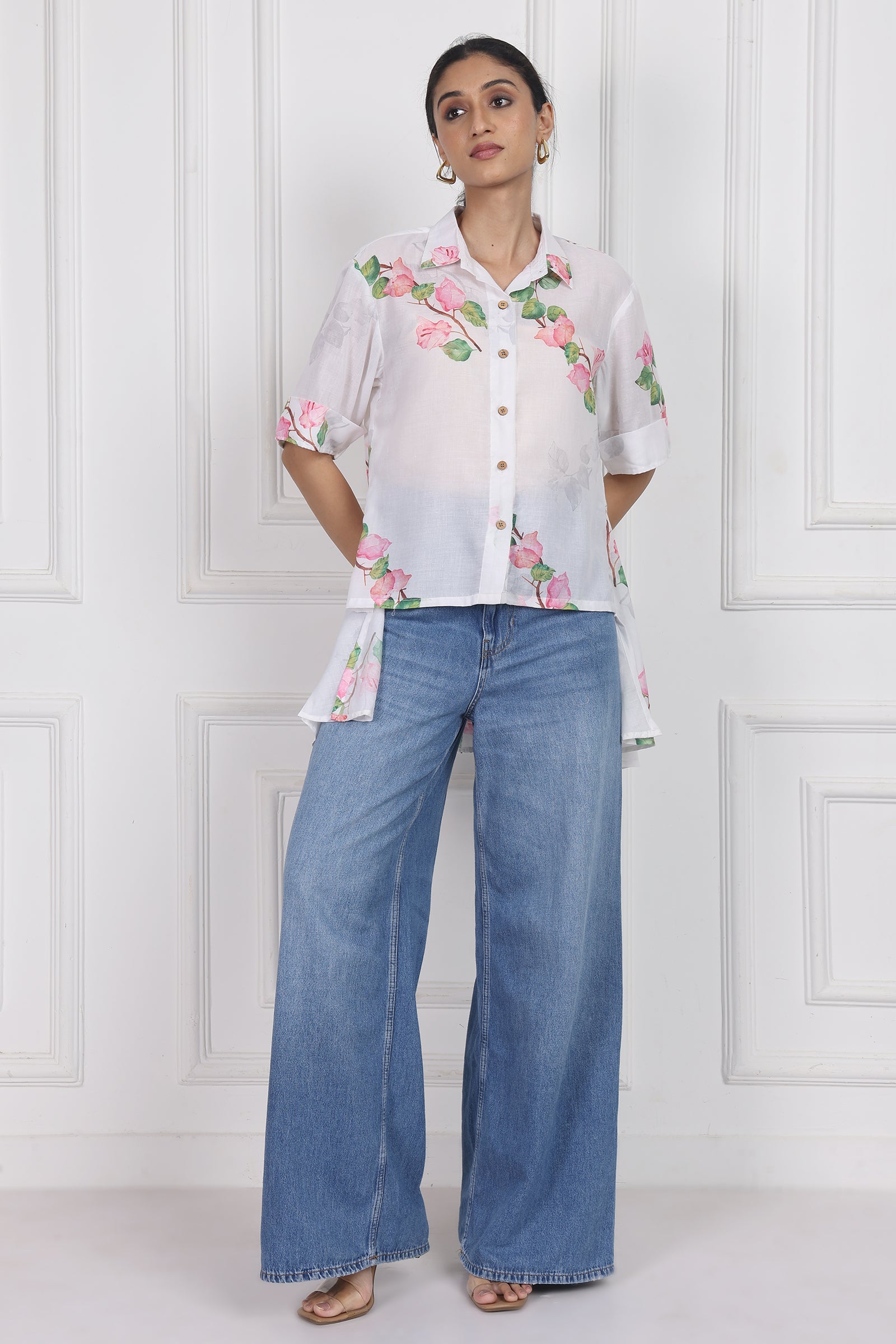 Wander Edit - Bougainvillea Bloom High Low Shirt