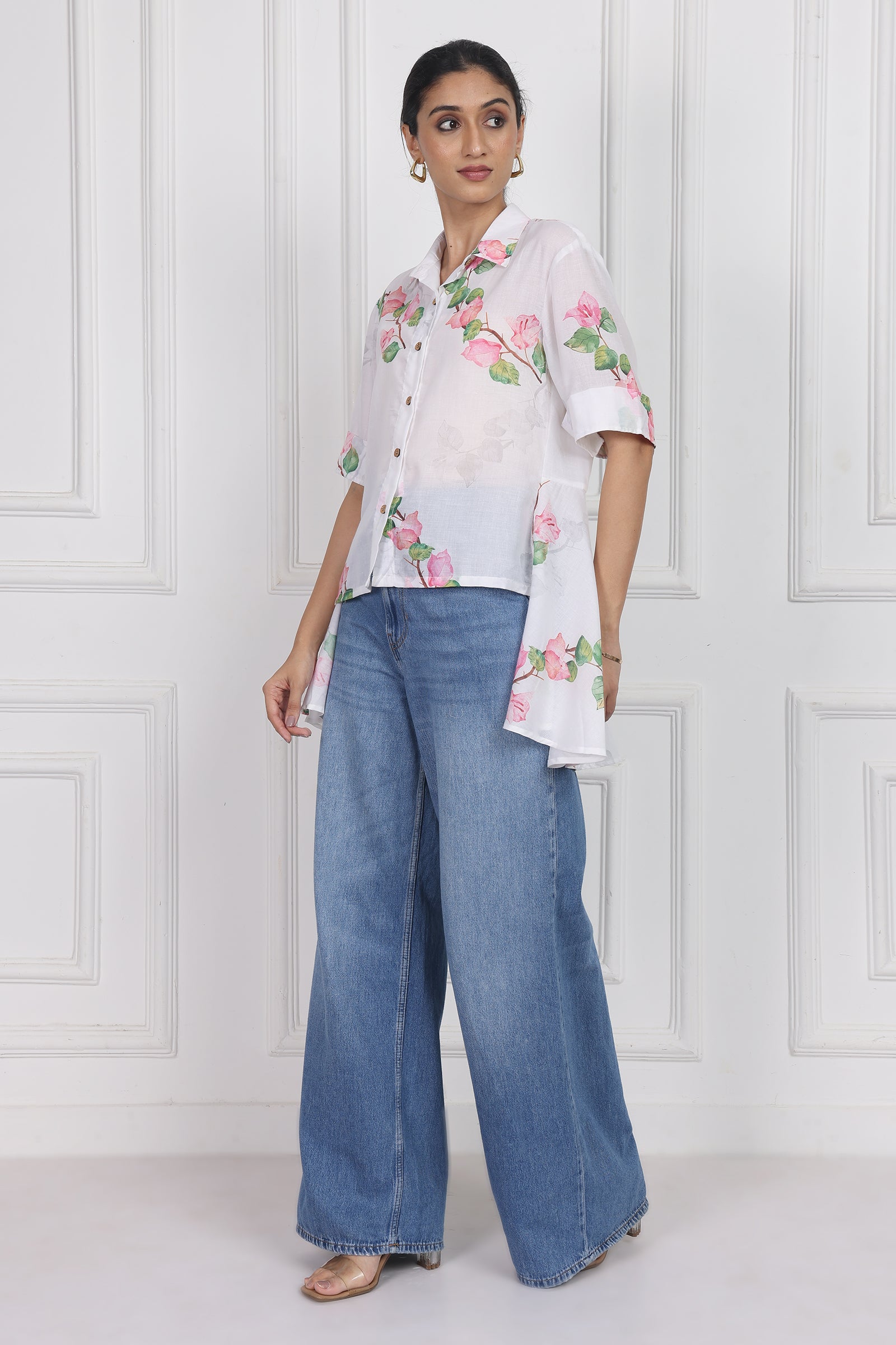 Wander Edit - Bougainvillea Bloom High Low Shirt