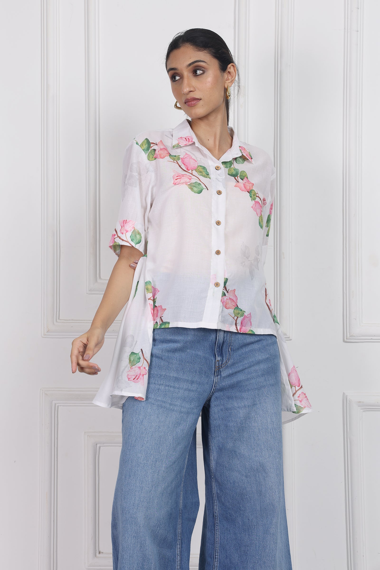Wander Edit - Bougainvillea Bloom High Low Shirt
