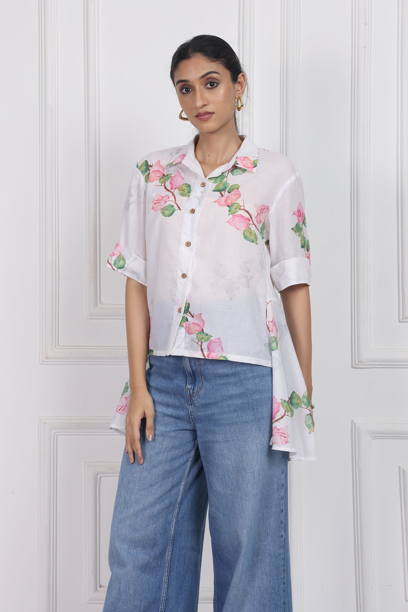 Wander Edit - Bougainvillea Bloom High Low Shirt