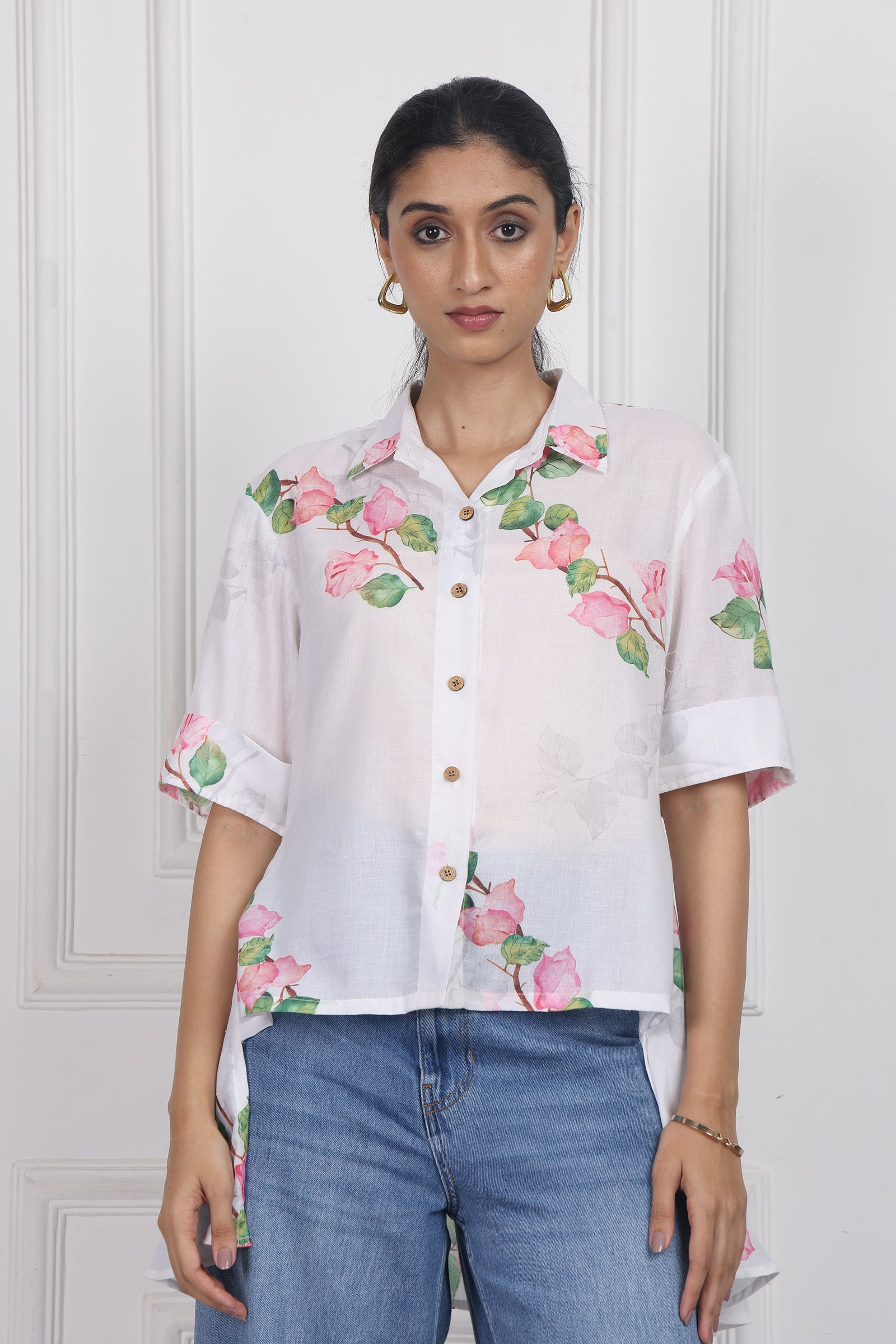 Wander Edit - Bougainvillea Bloom High Low Shirt