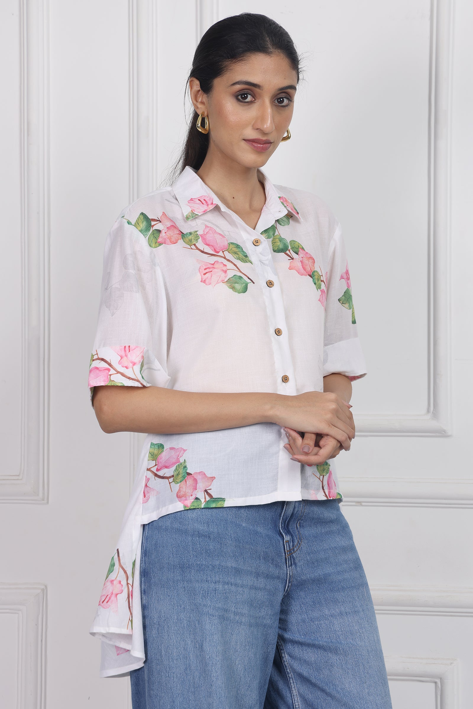 Wander Edit - Bougainvillea Bloom High Low Shirt
