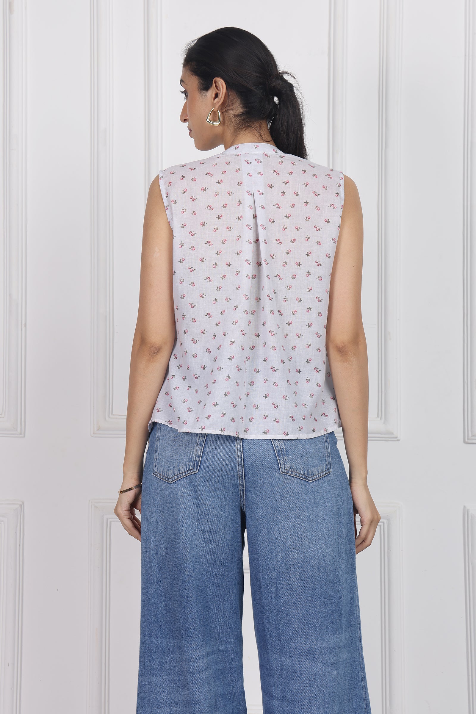 Wander Edit - Whispering Petals Tied Front Top