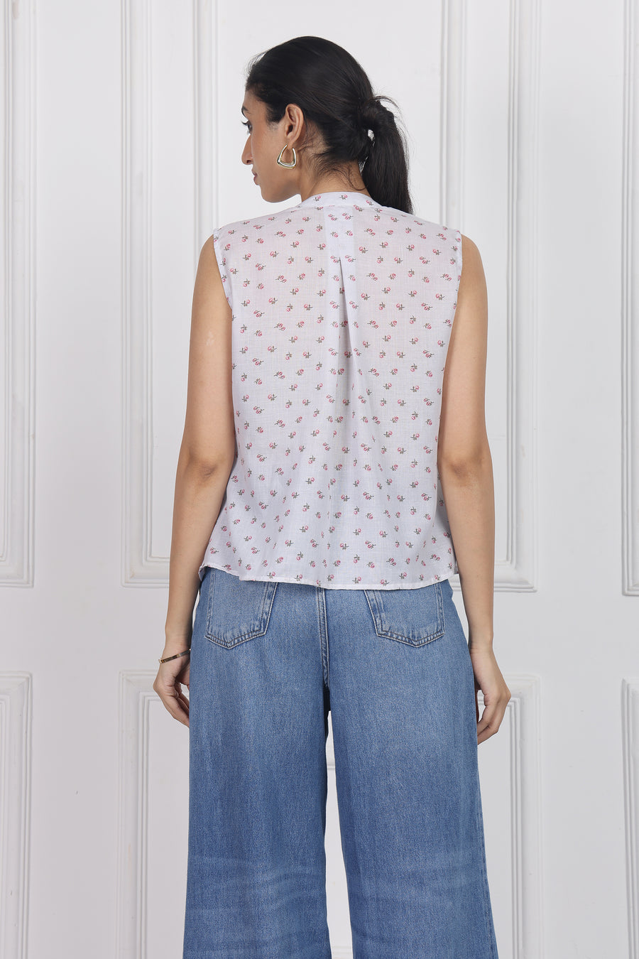 Whispering Petals Tied Front Top