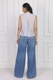 Whispering Petals Tied Front Top