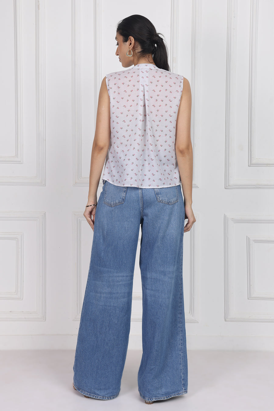 Whispering Petals Tied Front Top