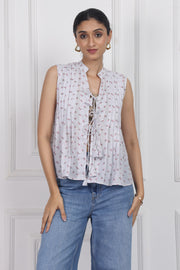 Whispering Petals Tied Front Top