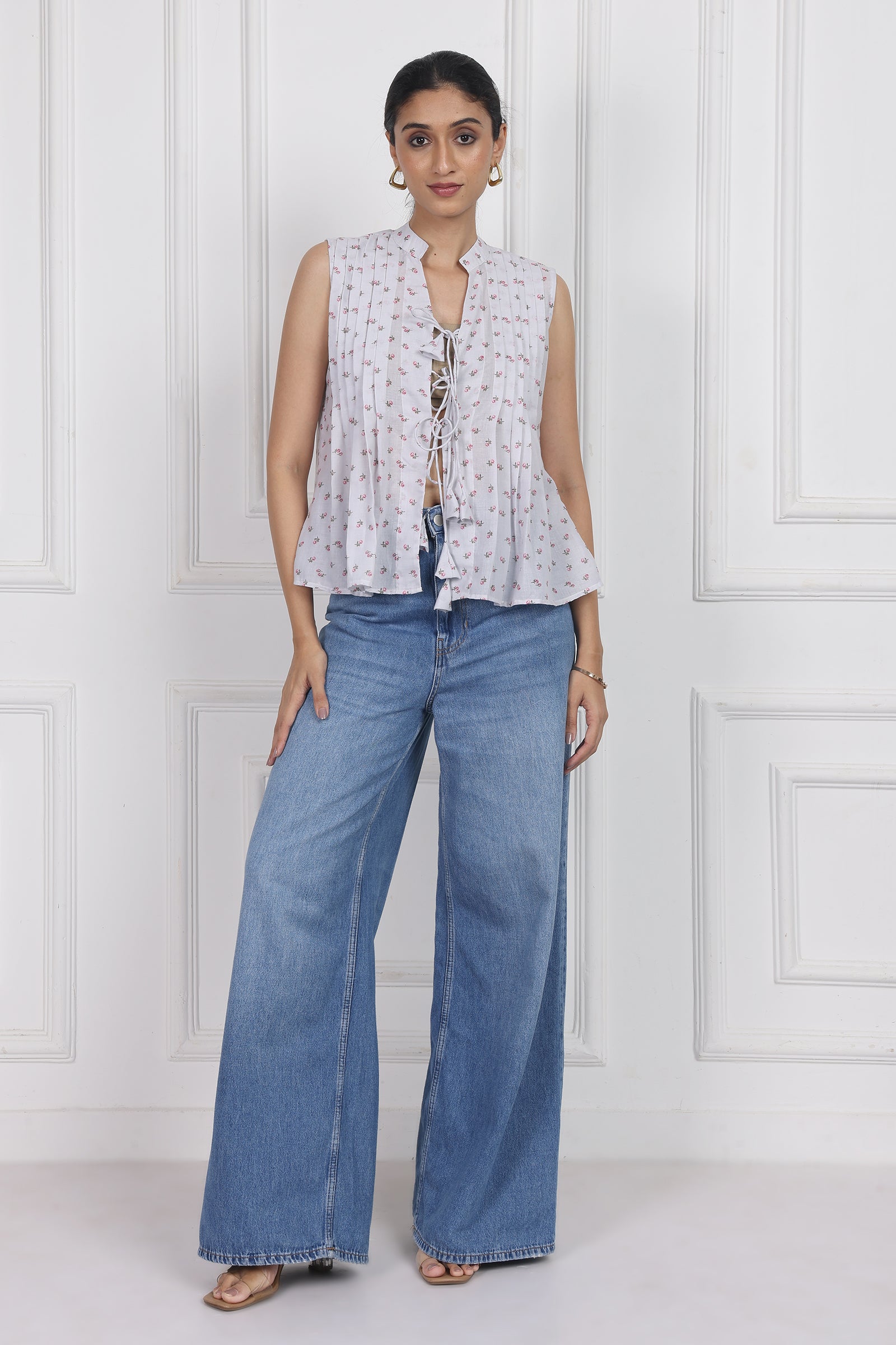 Wander Edit - Whispering Petals Tied Front Top