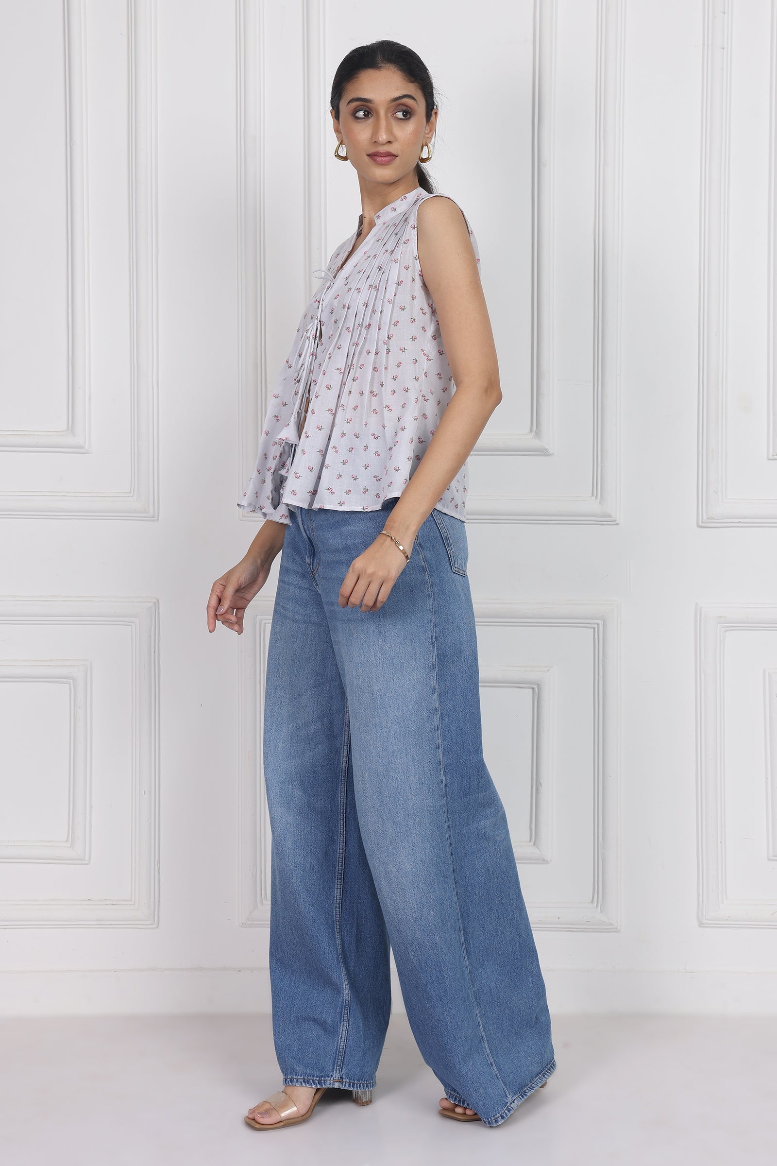 Wander Edit - Whispering Petals Tied Front Top