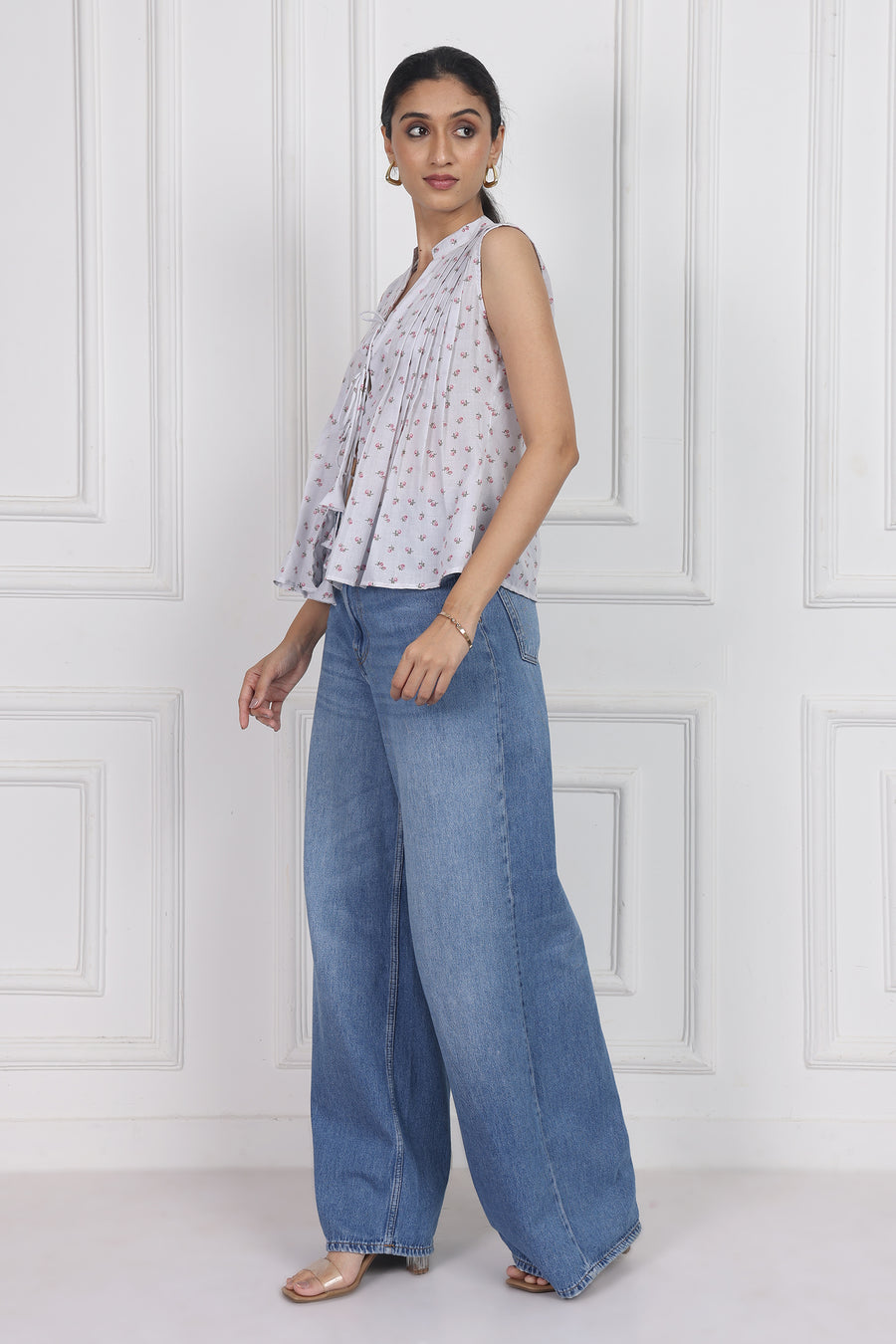 Whispering Petals Tied Front Top