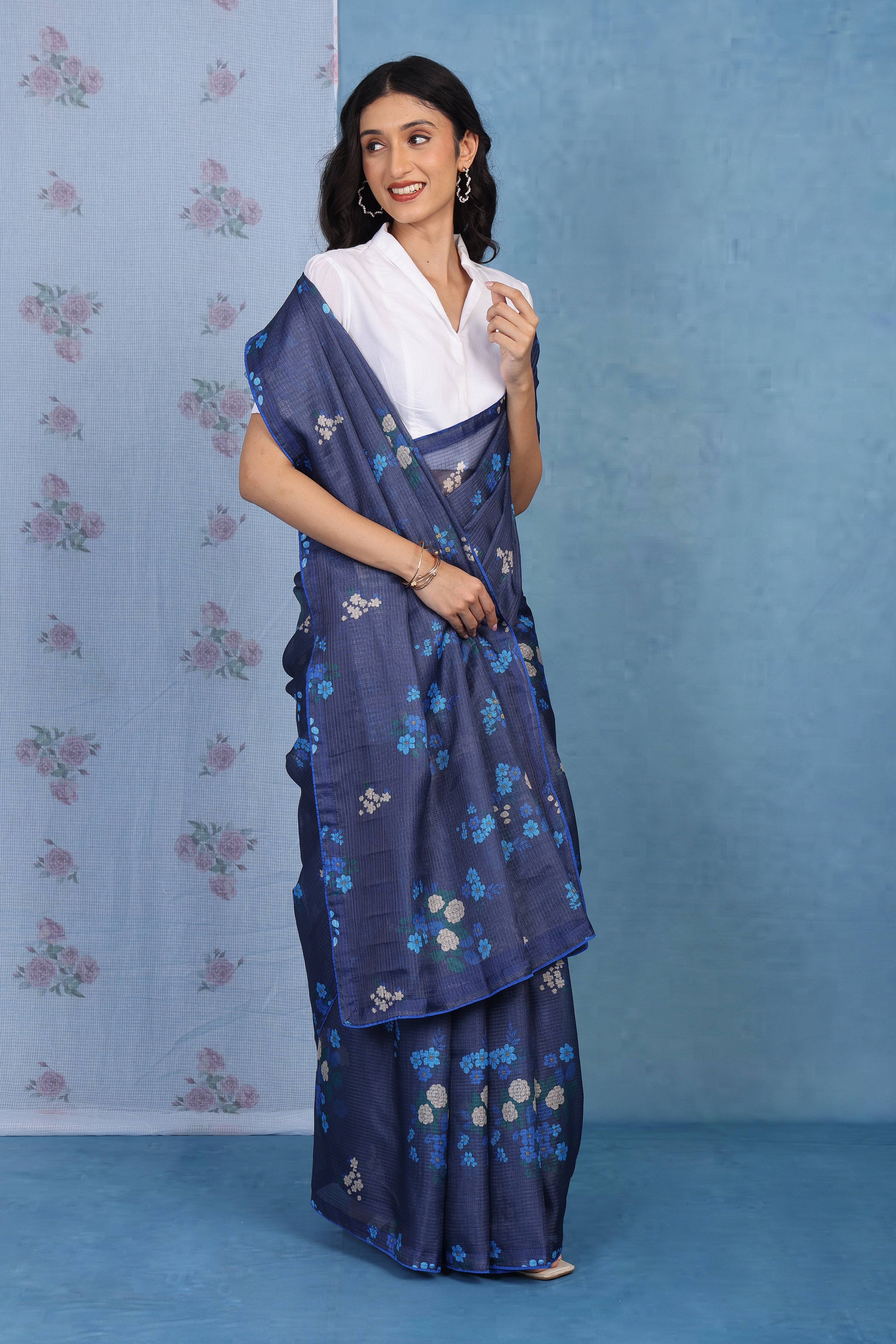 Midnight Lagoon Ink Blue Kota Saree