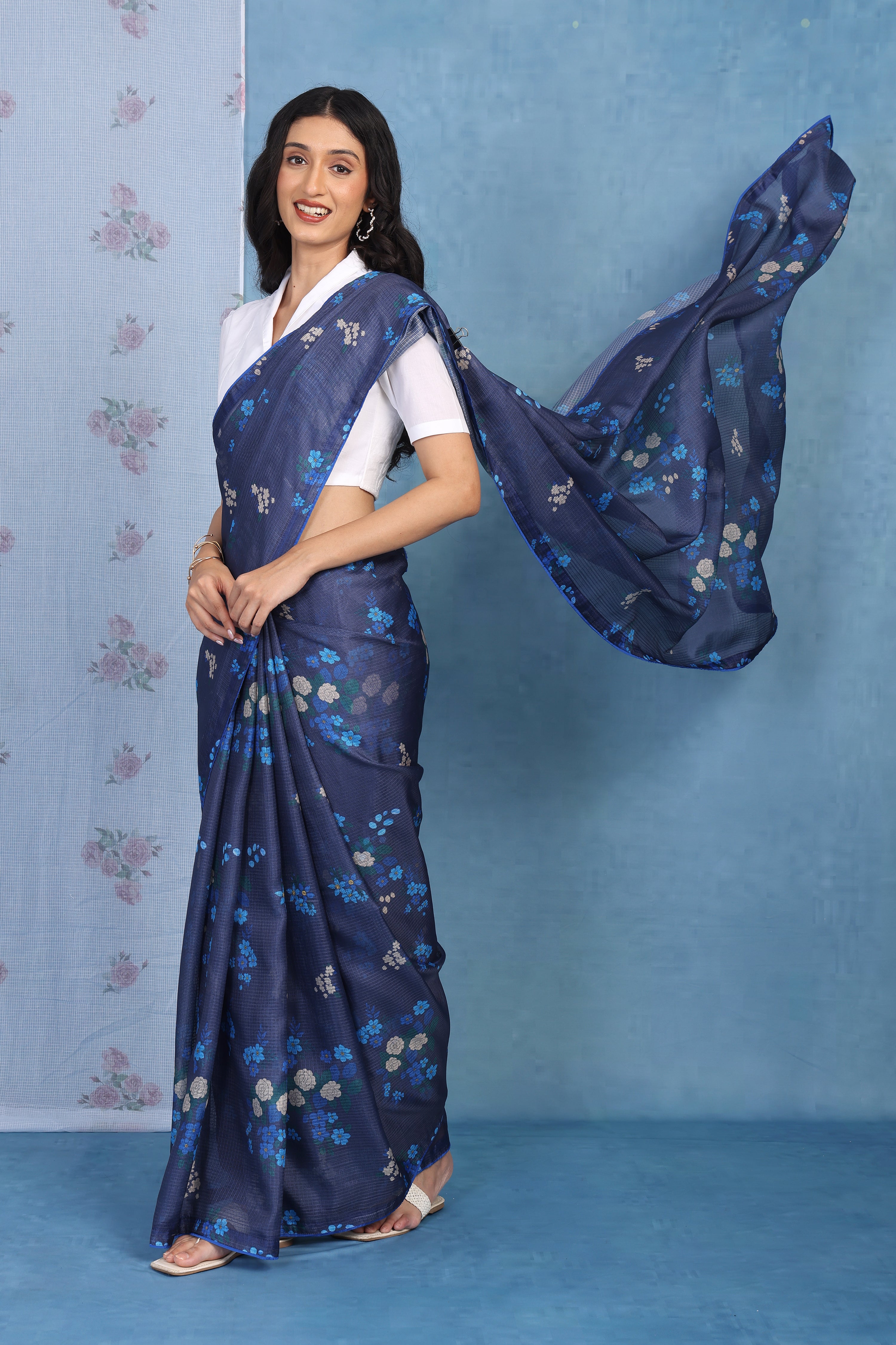 Midnight Lagoon Ink Blue Kota Saree