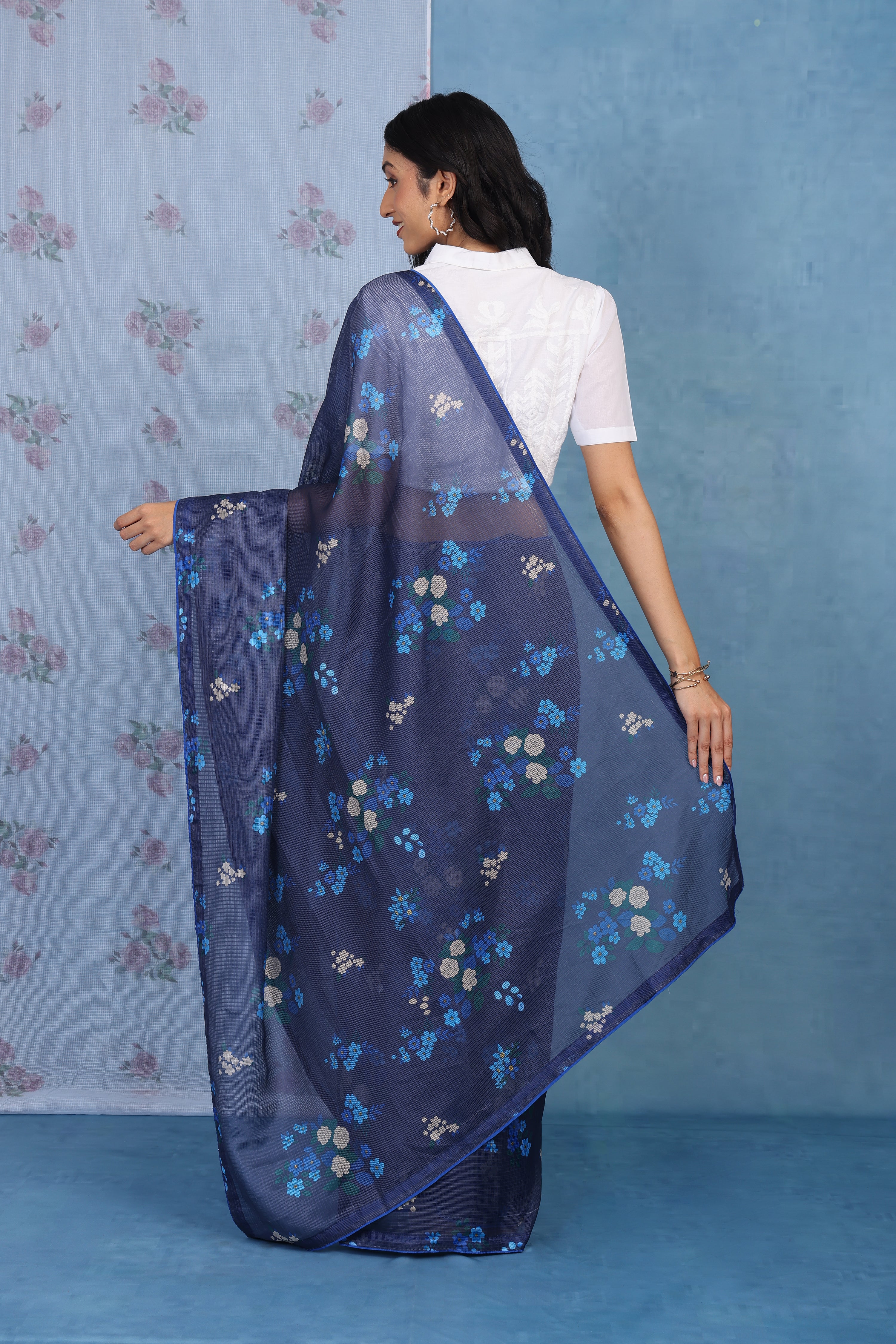 Midnight Lagoon Ink Blue Kota Saree