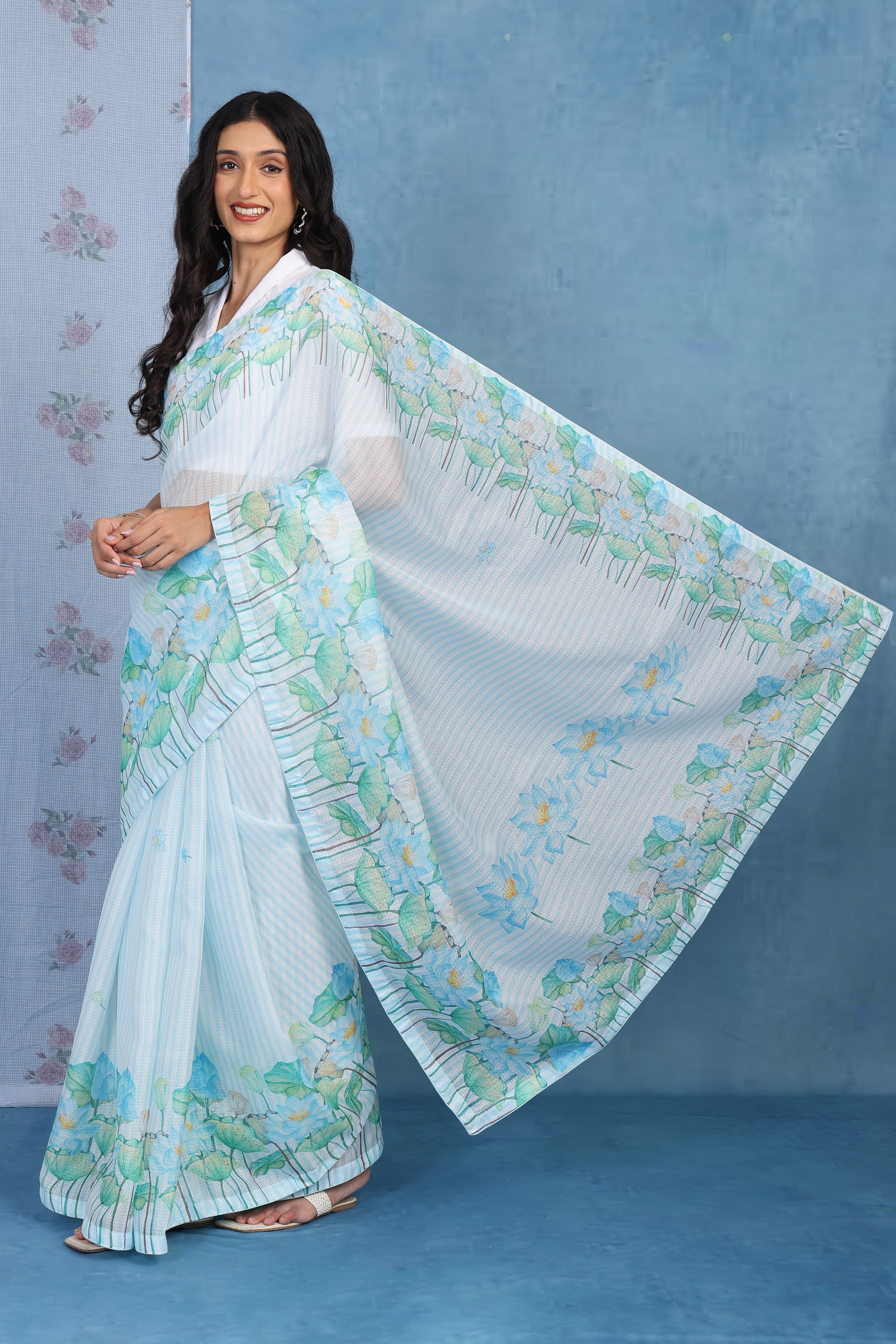 Petals Of Lotus Powder Blue Kota Saree