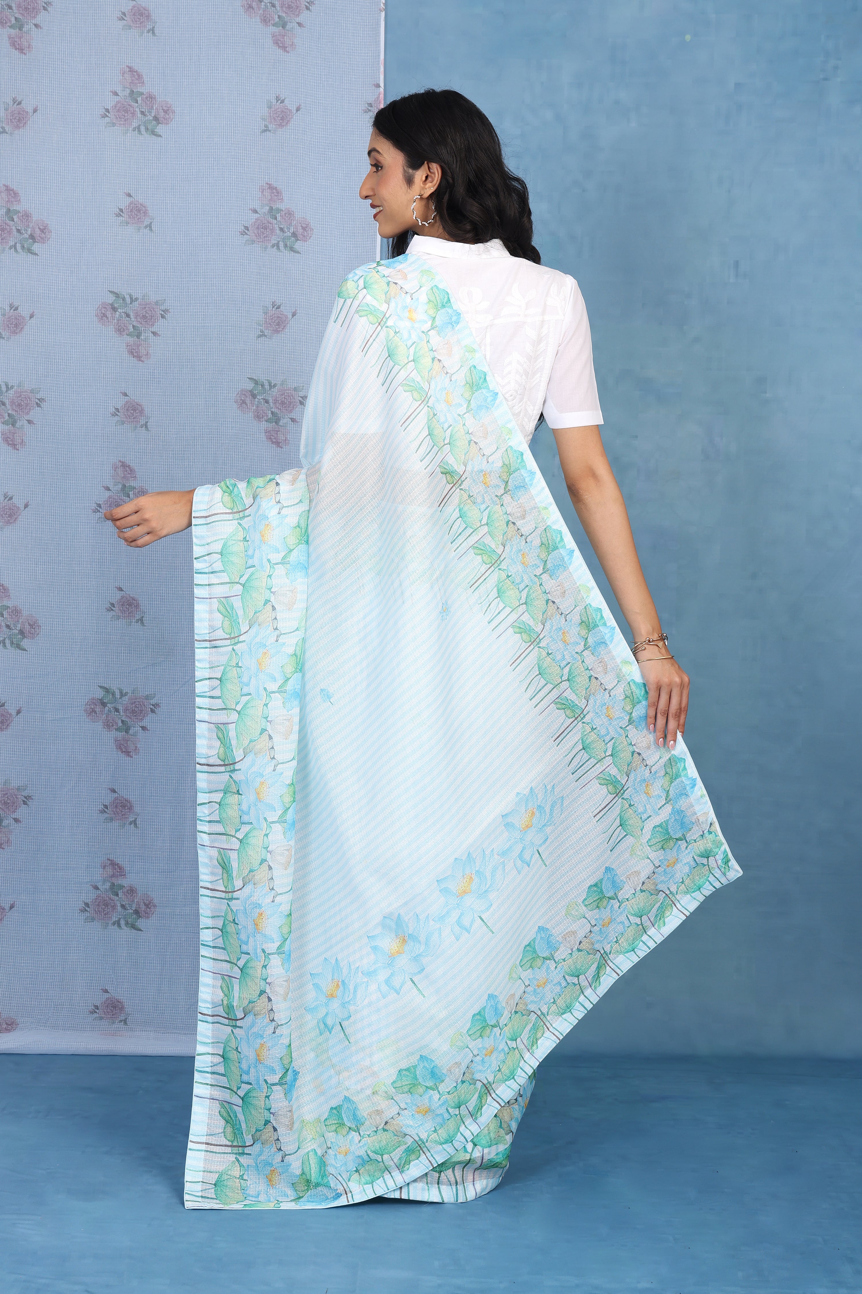 Petals Of Lotus Powder Blue Kota Saree