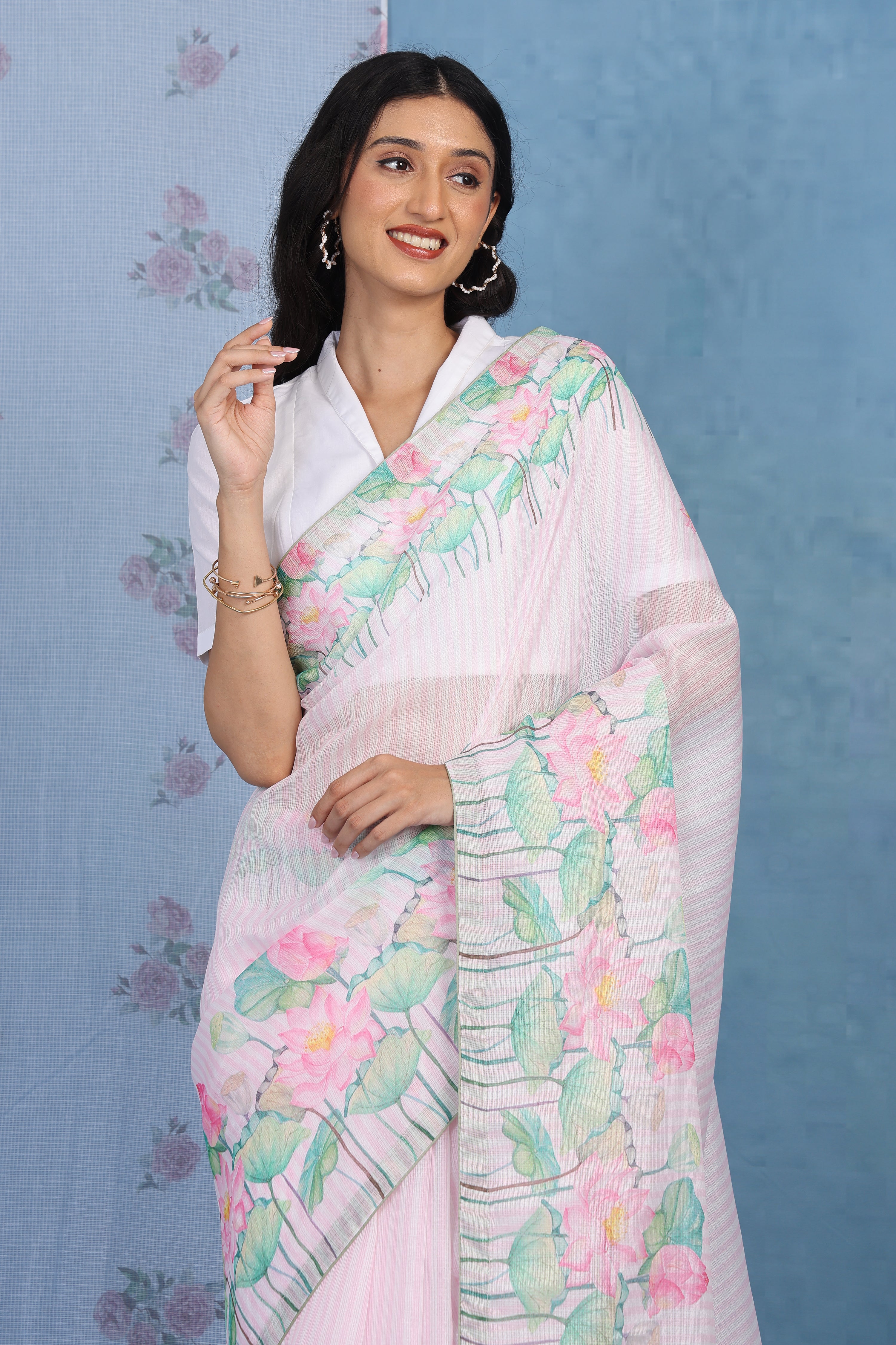 Petals Of Lotus Powder Pink Kota Saree