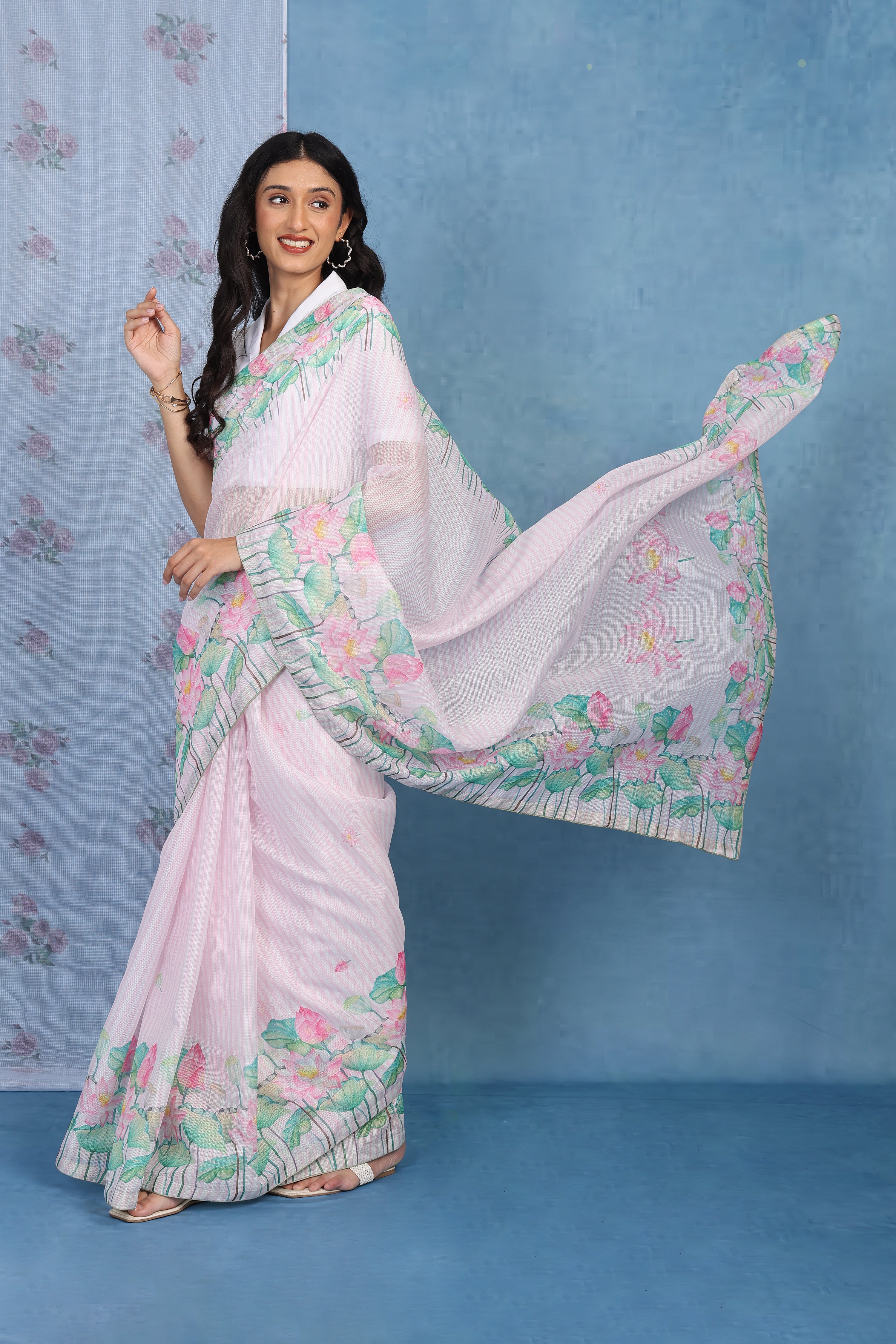 Petals Of Lotus Powder Pink Kota Saree