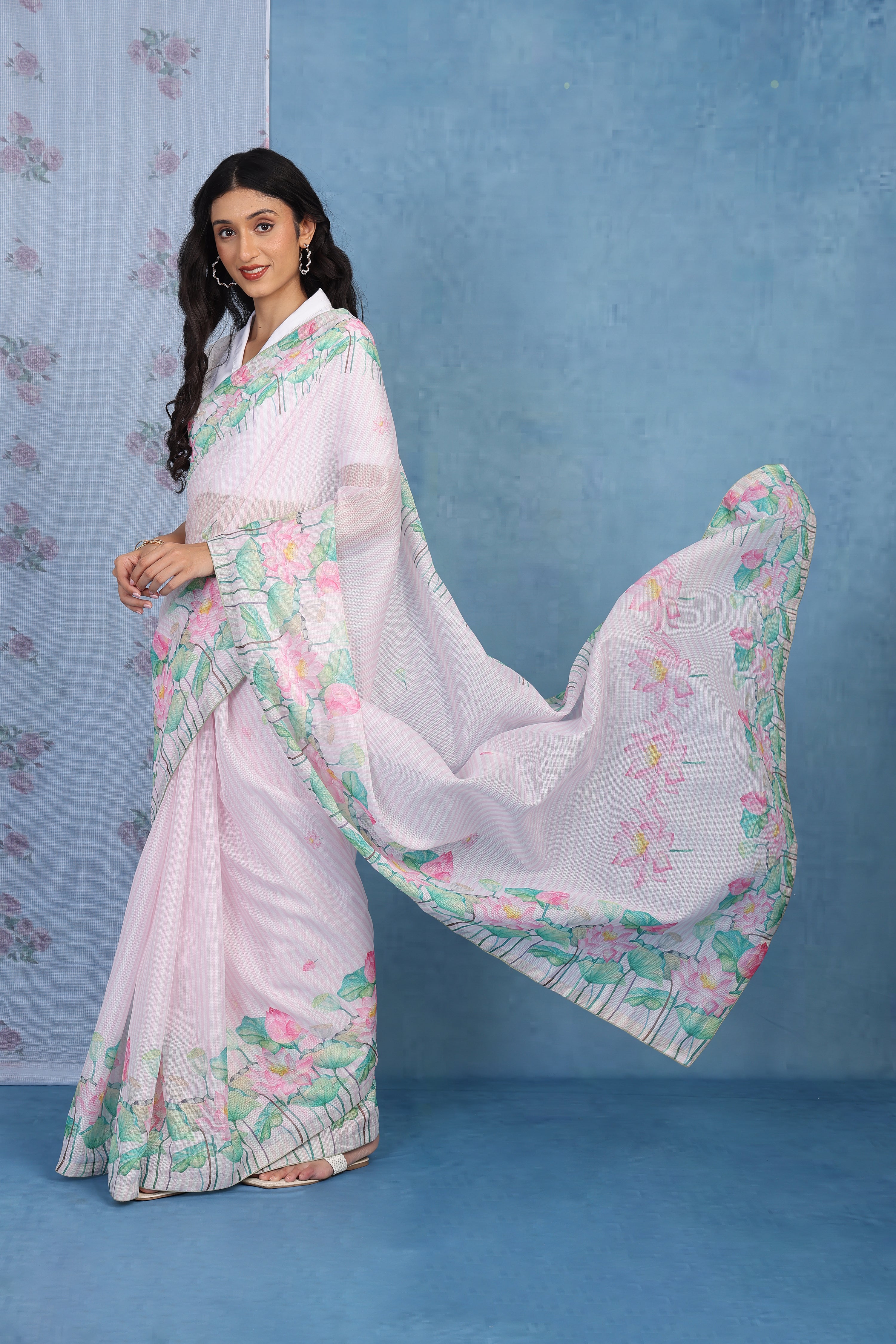 Petals Of Lotus Powder Pink Kota Saree