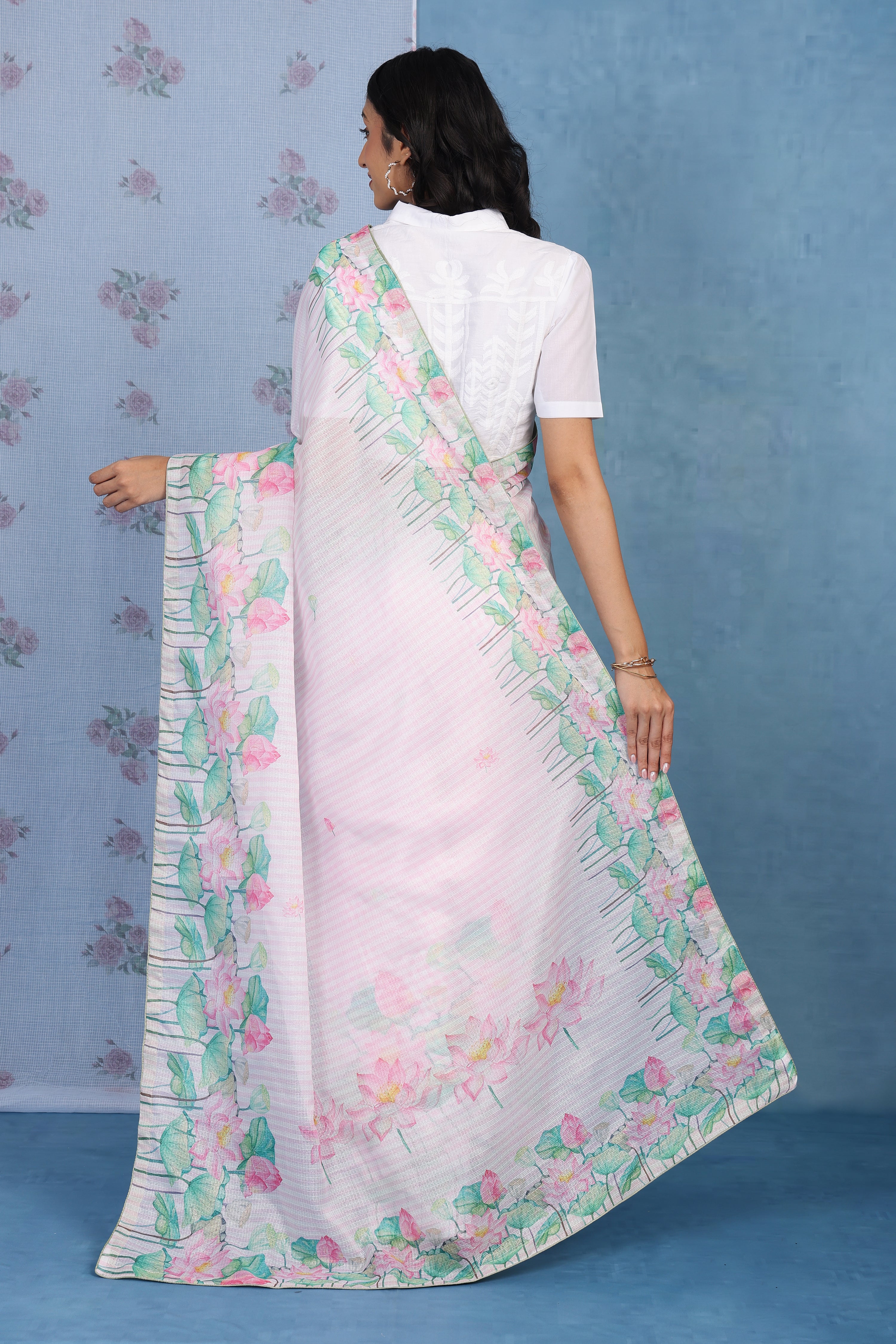 Petals Of Lotus Powder Pink Kota Saree
