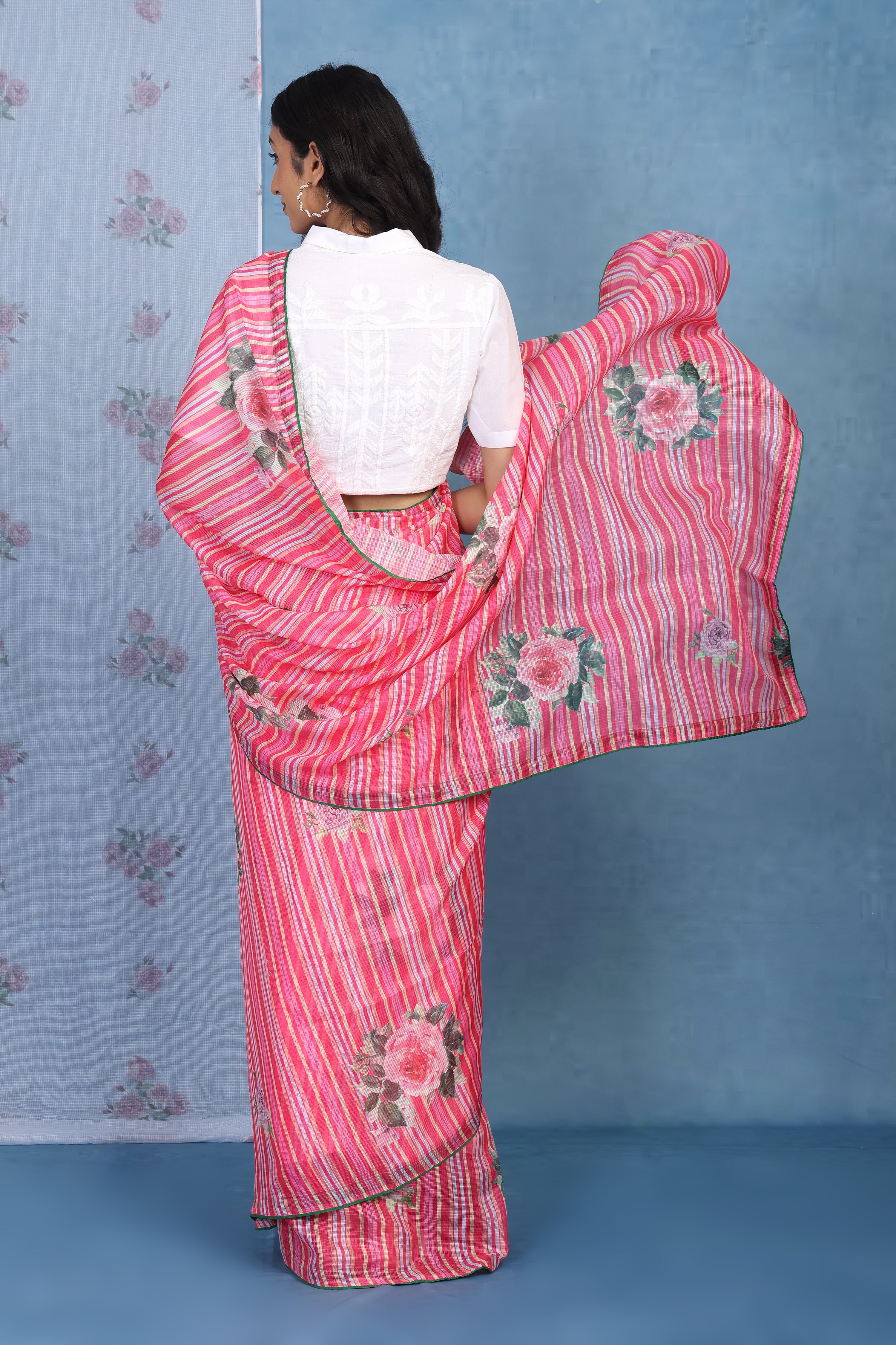 English Rose Garden - Bold Petal  Kota Saree
