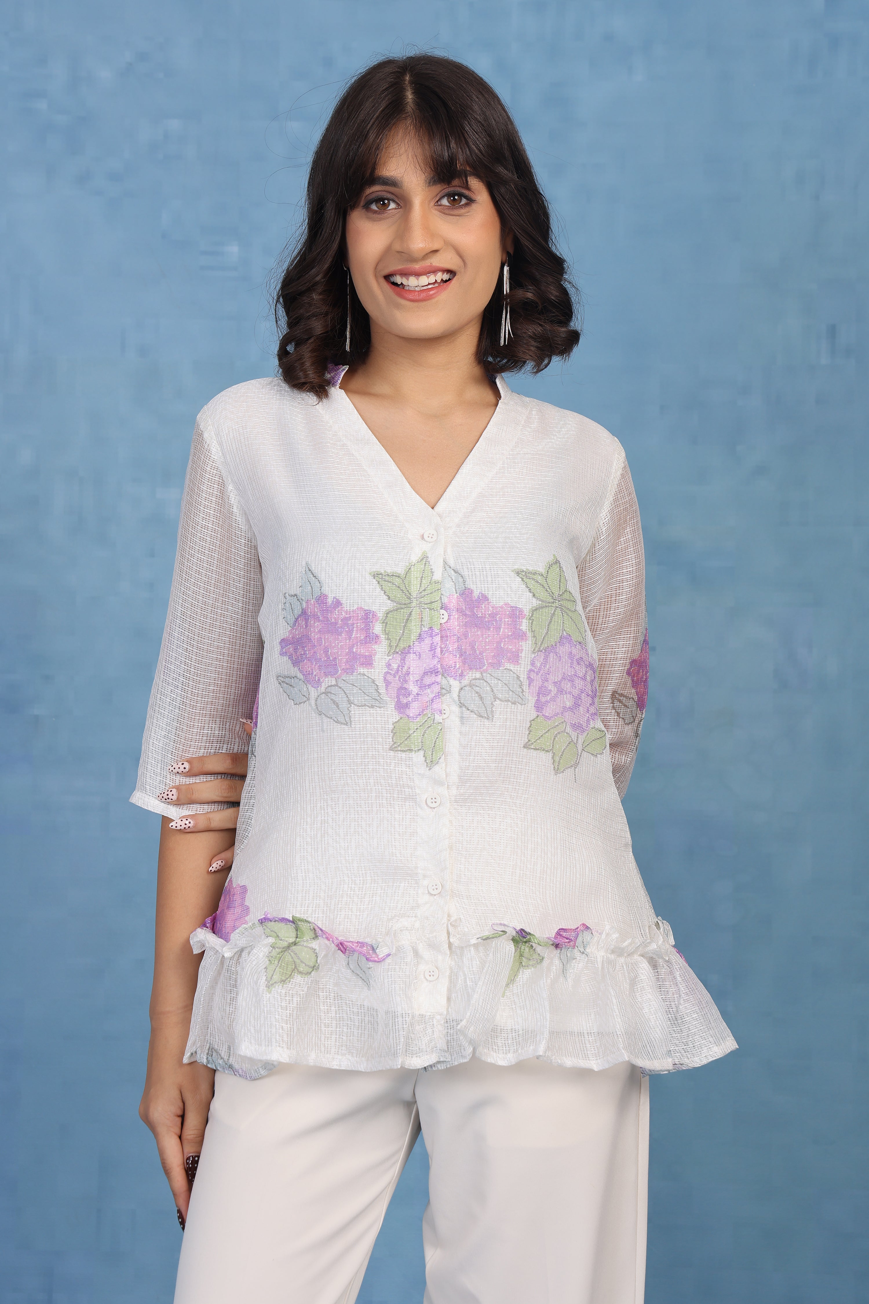 Pale Mauve  Hydrangea Whisper – Kota Short Top