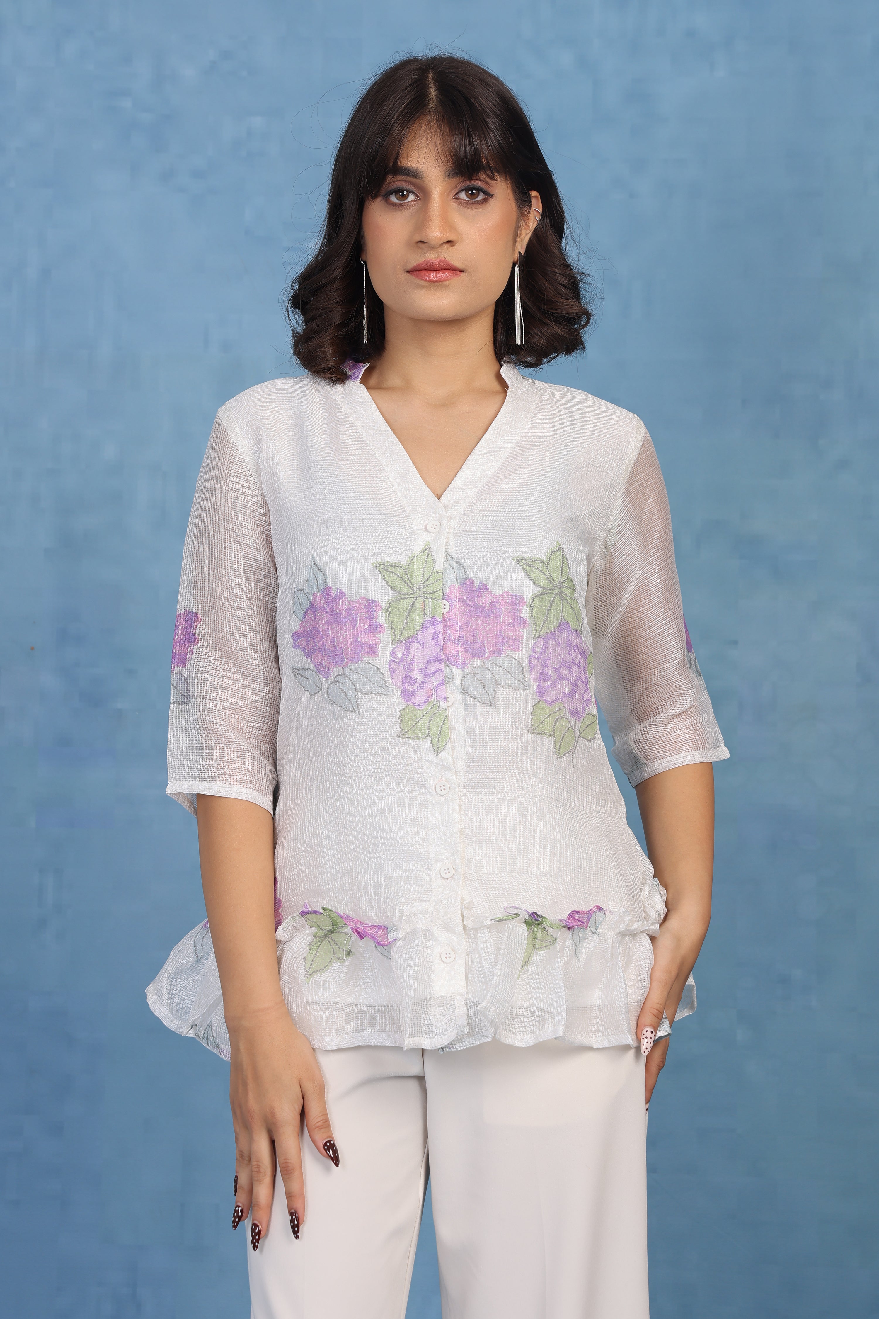 Pale Mauve  Hydrangea Whisper – Kota Short Top