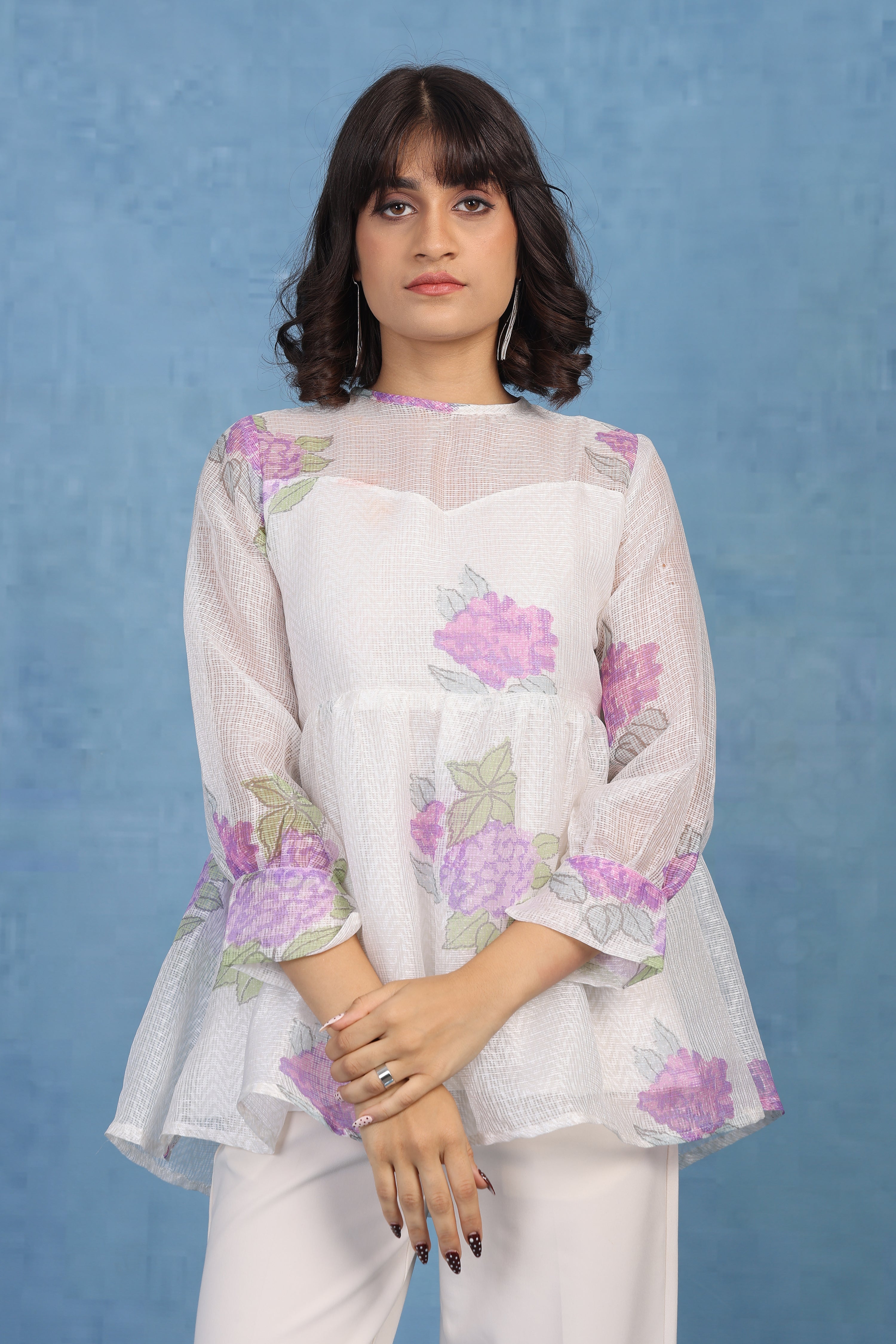 Mauve Hydrangea Peplum – Kota Short Top