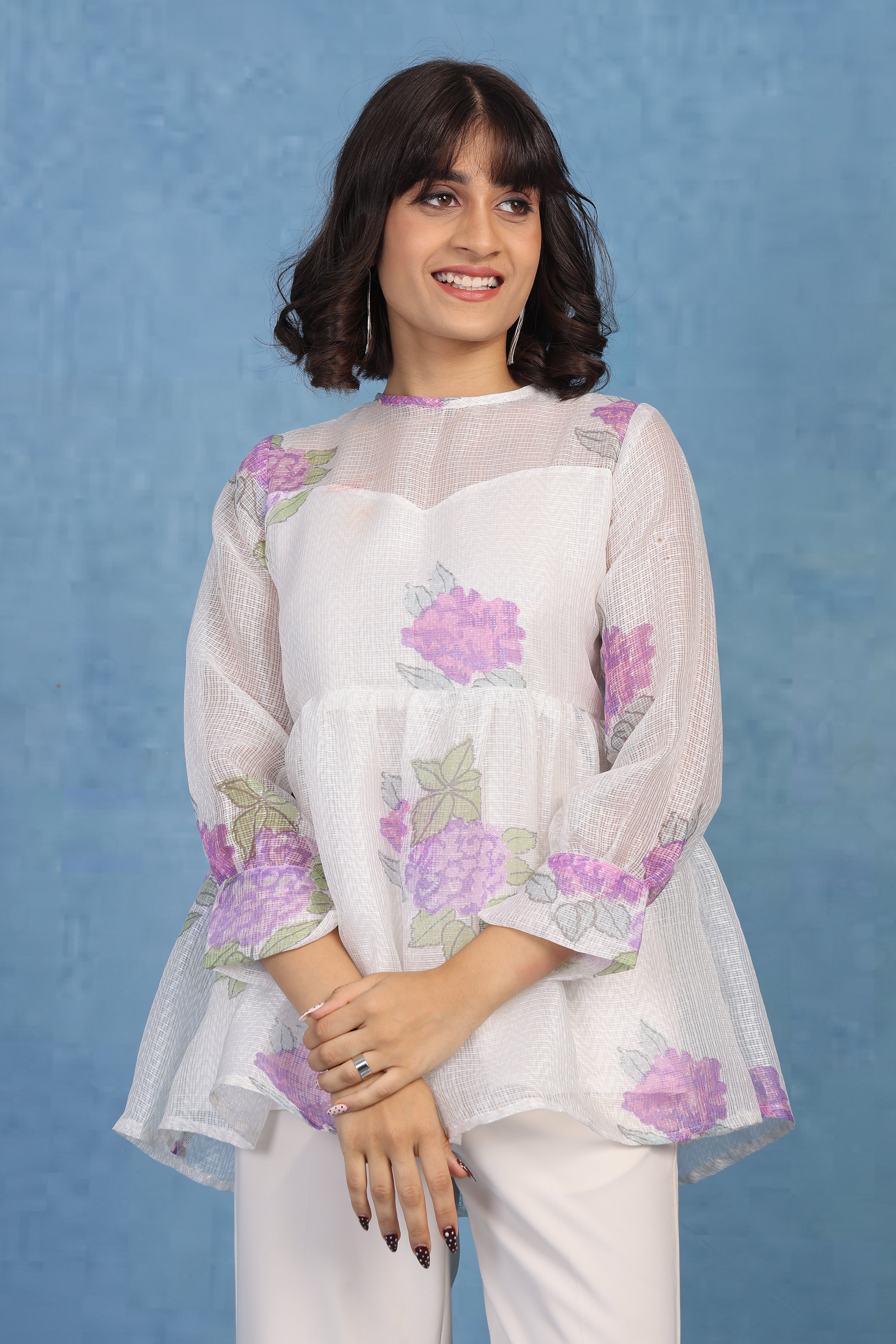 Mauve Hydrangea Peplum – Kota Short Top