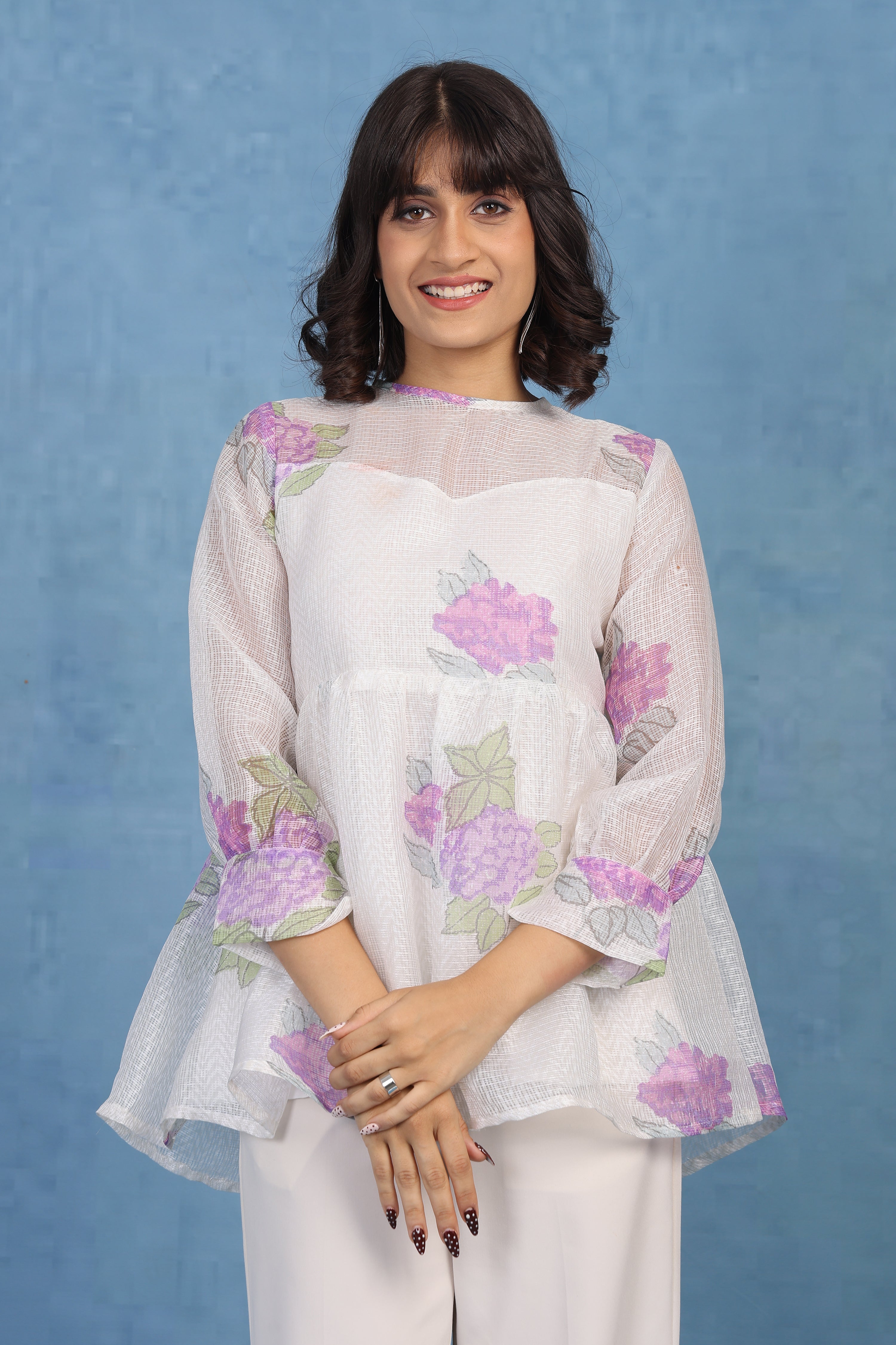 Mauve Hydrangea Peplum – Kota Short Top