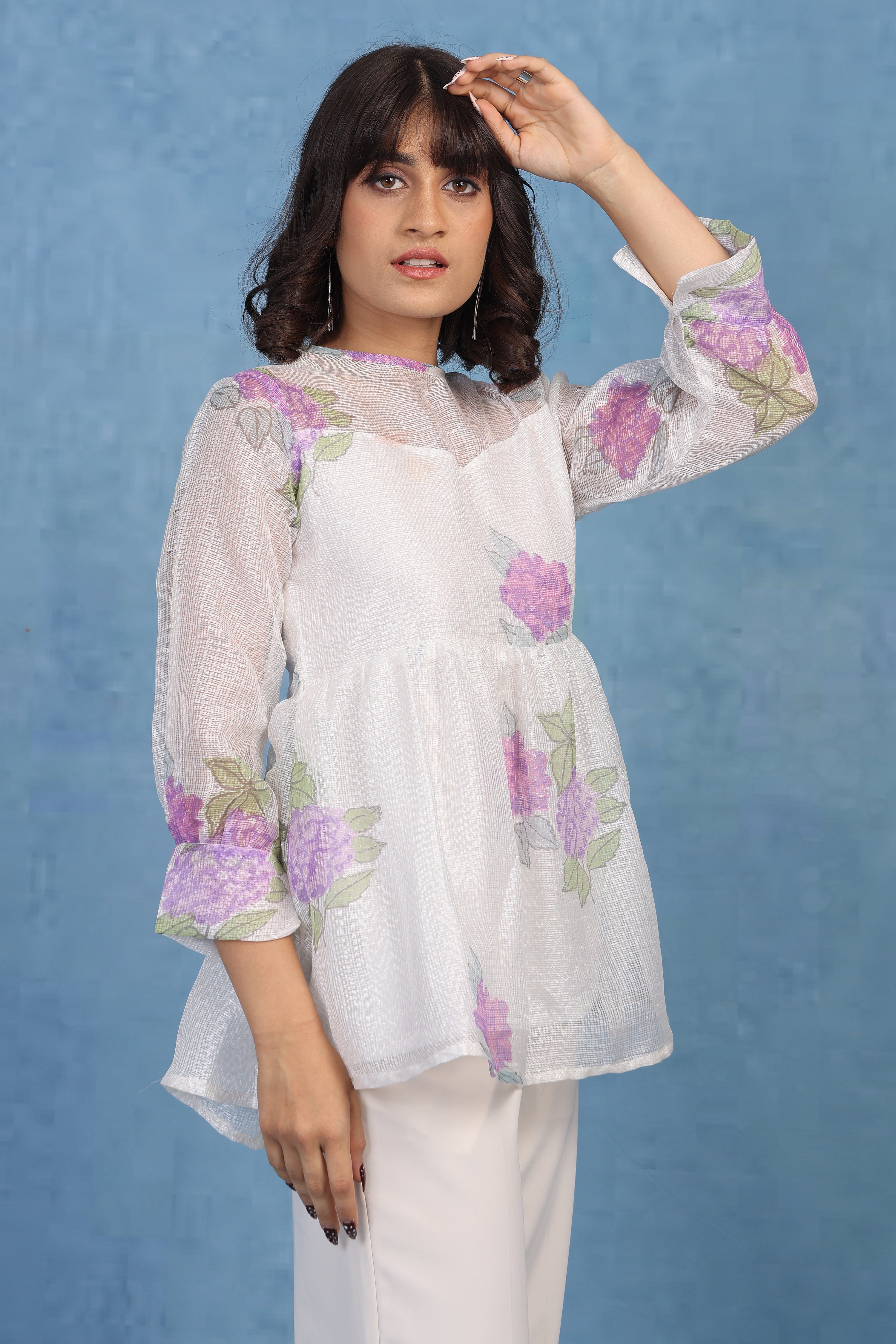 Mauve Hydrangea Peplum – Kota Short Top