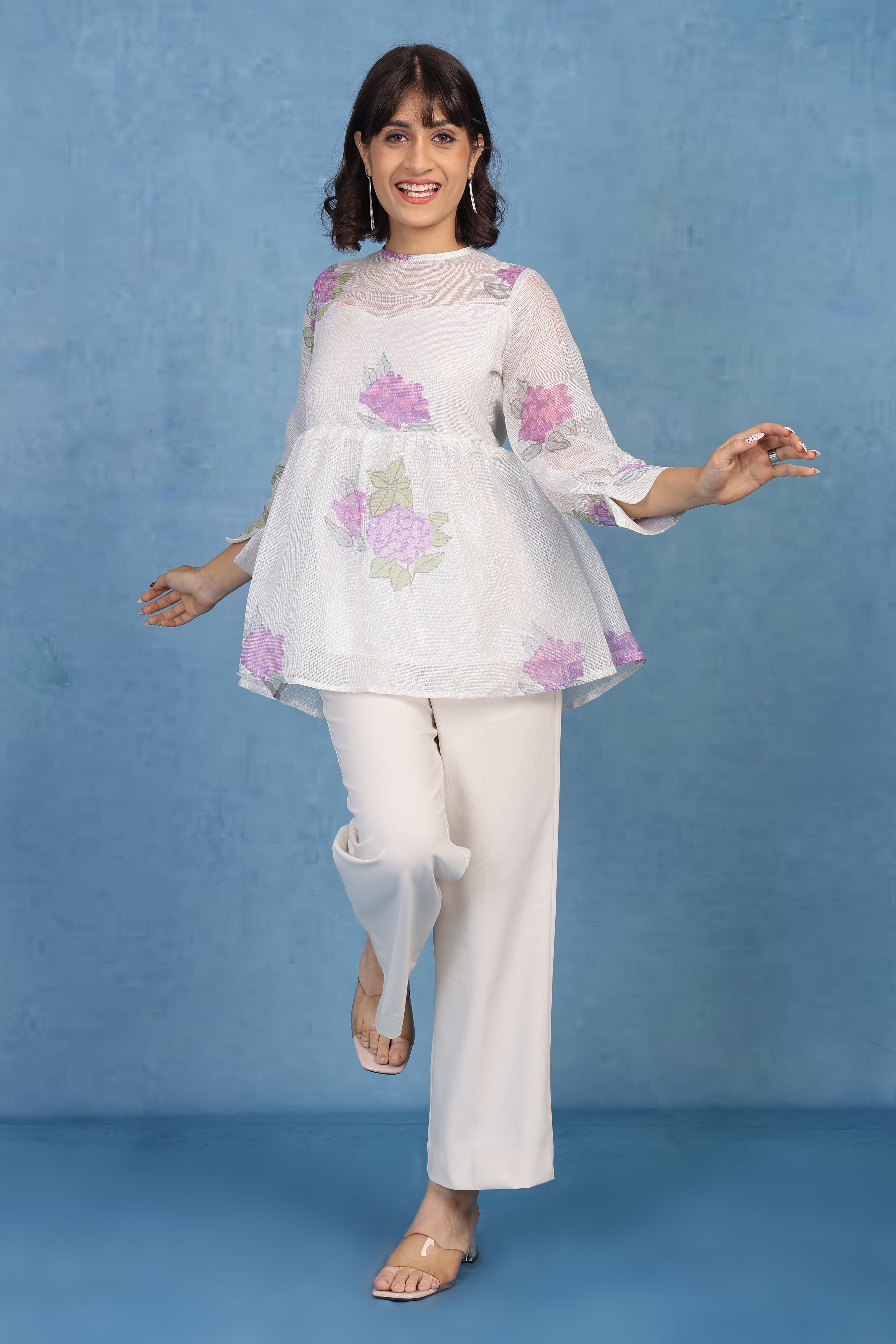 Mauve Hydrangea Peplum – Kota Short Top