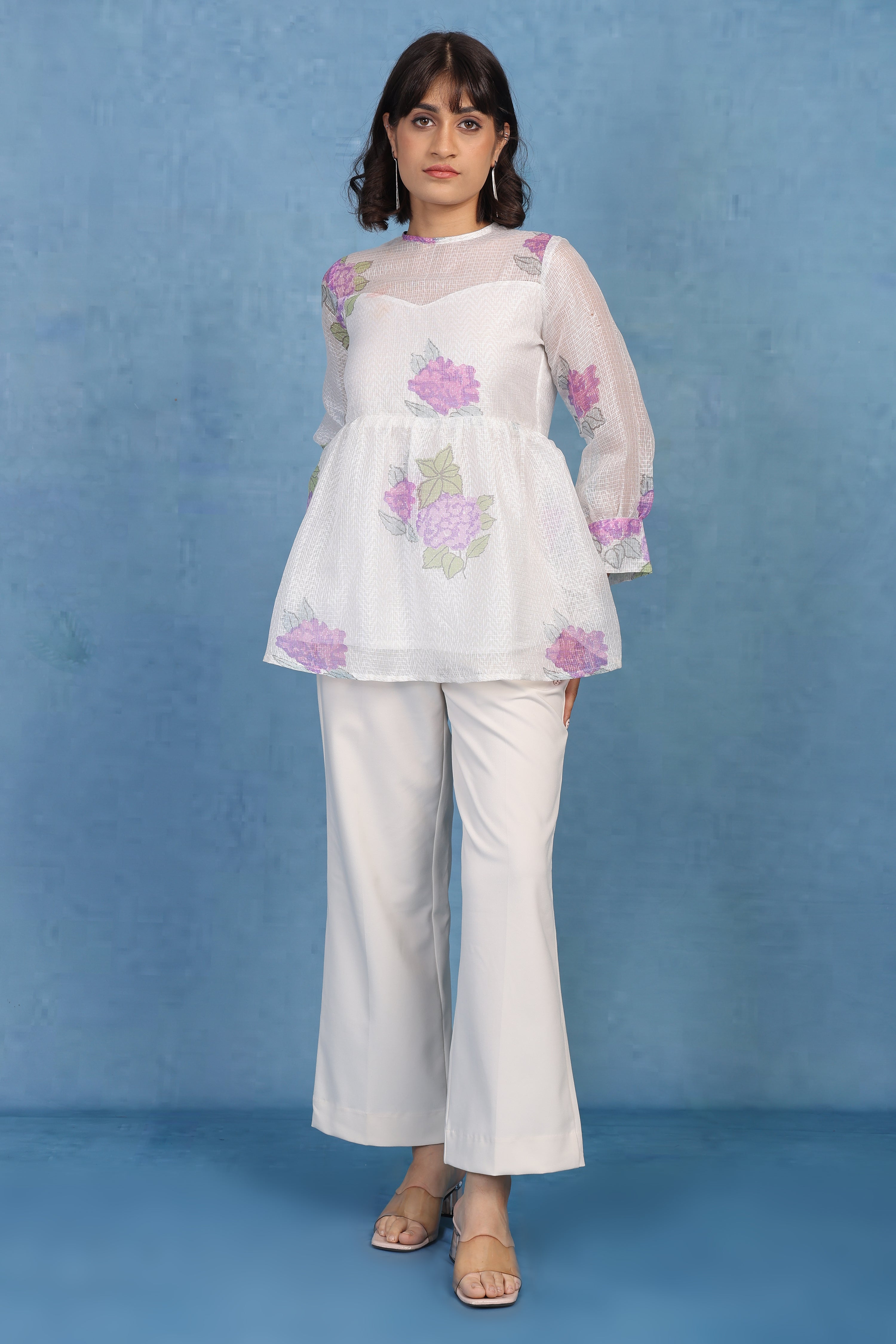 Mauve Hydrangea Peplum – Kota Short Top