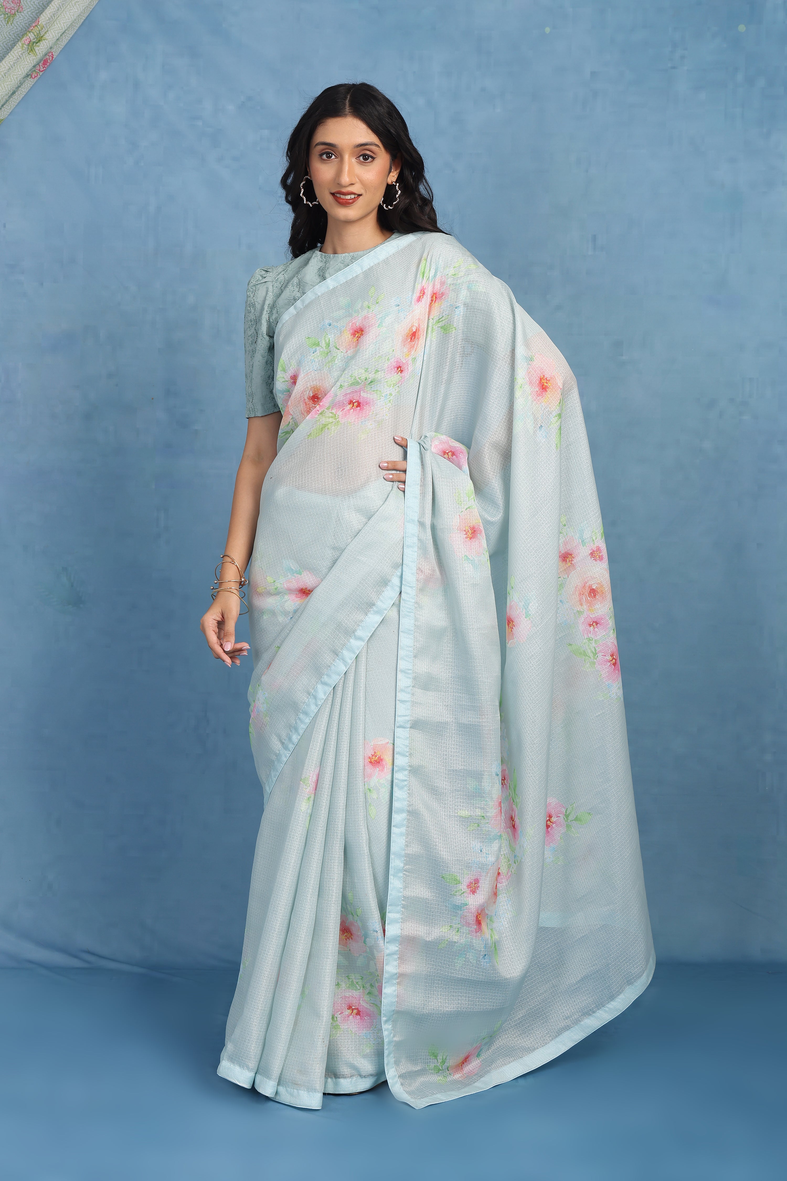 Sage By The Sea Ocean Green Kota Saree