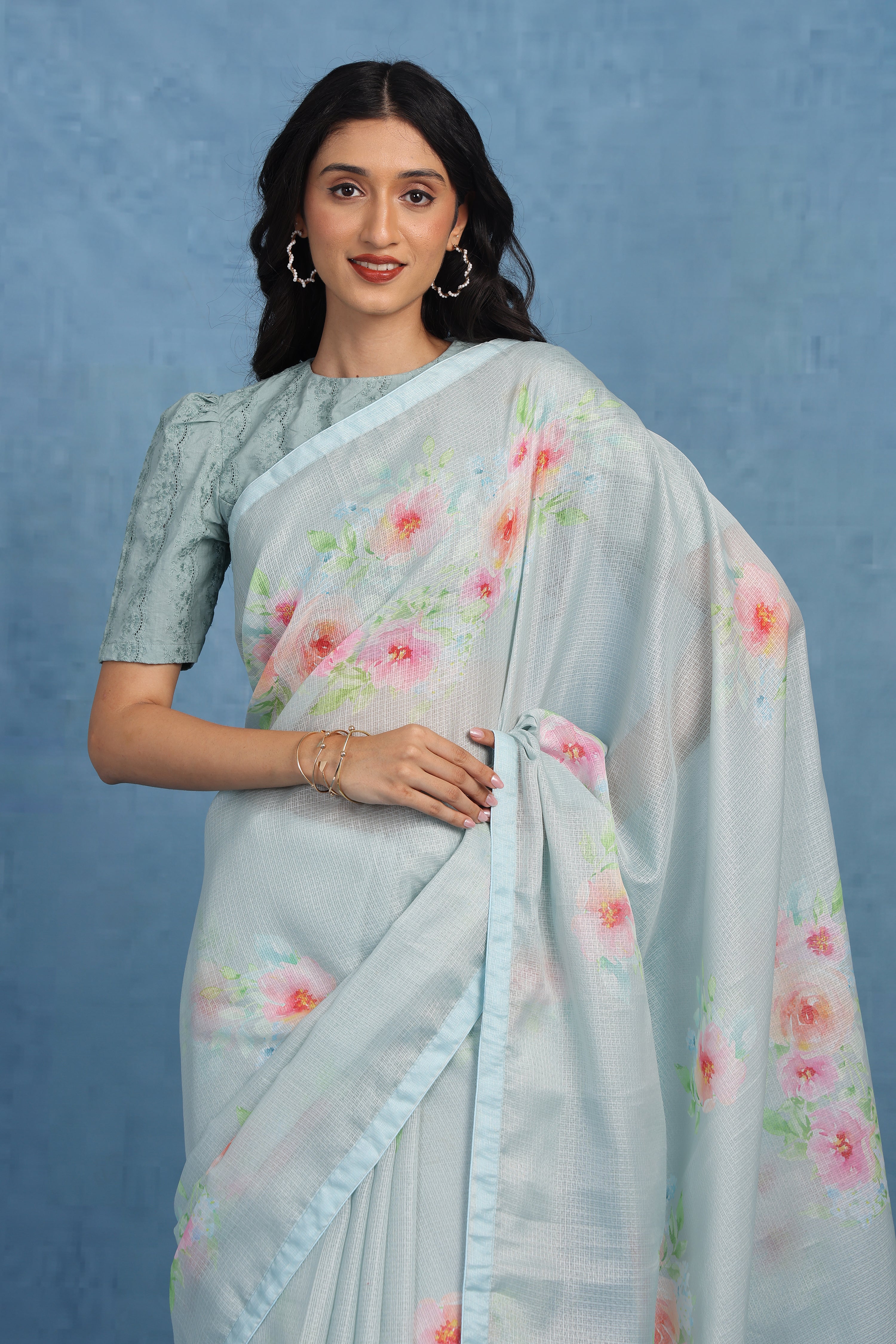 Sage By The Sea Ocean Green Kota Saree
