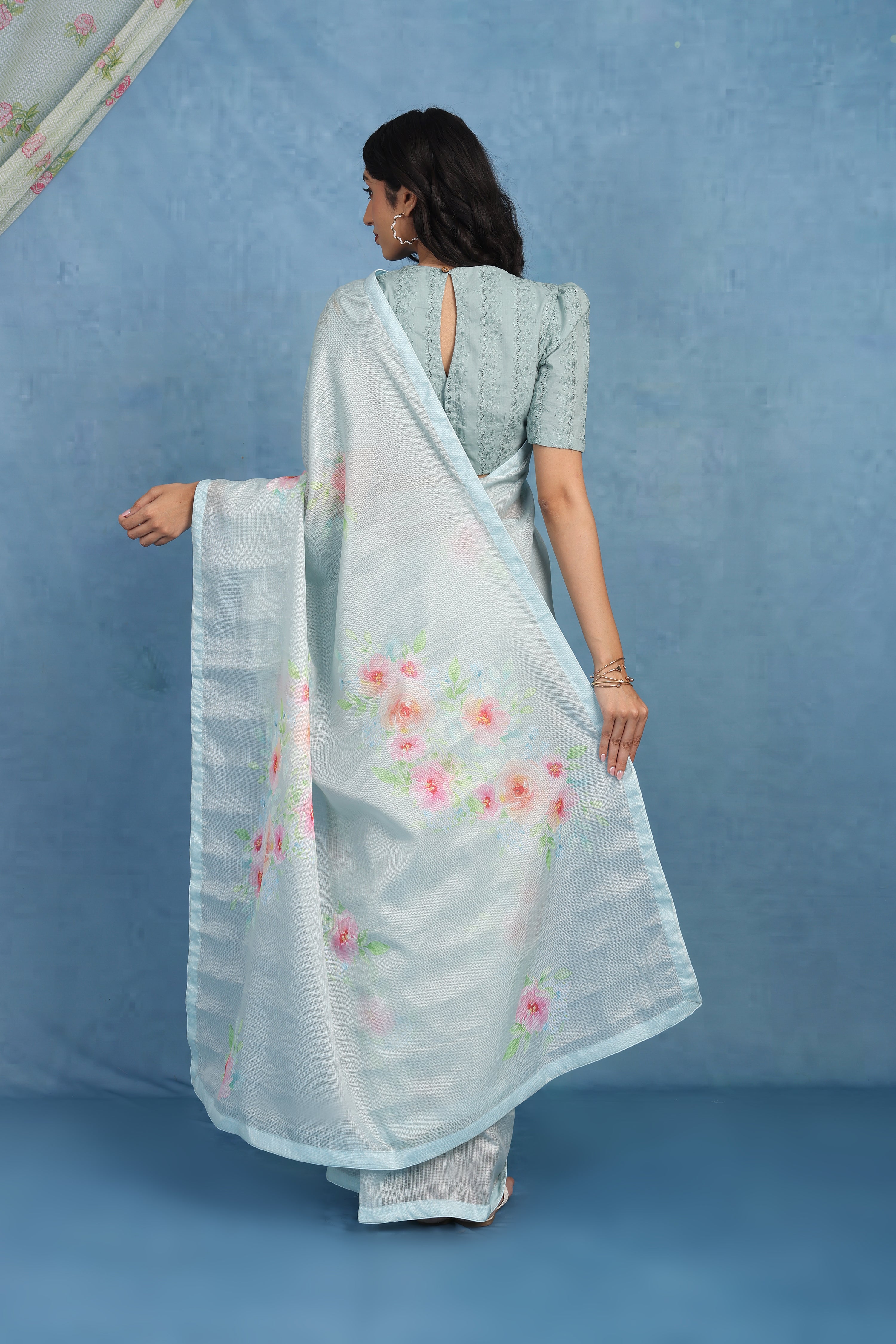 Sage By The Sea Ocean Green Kota Saree