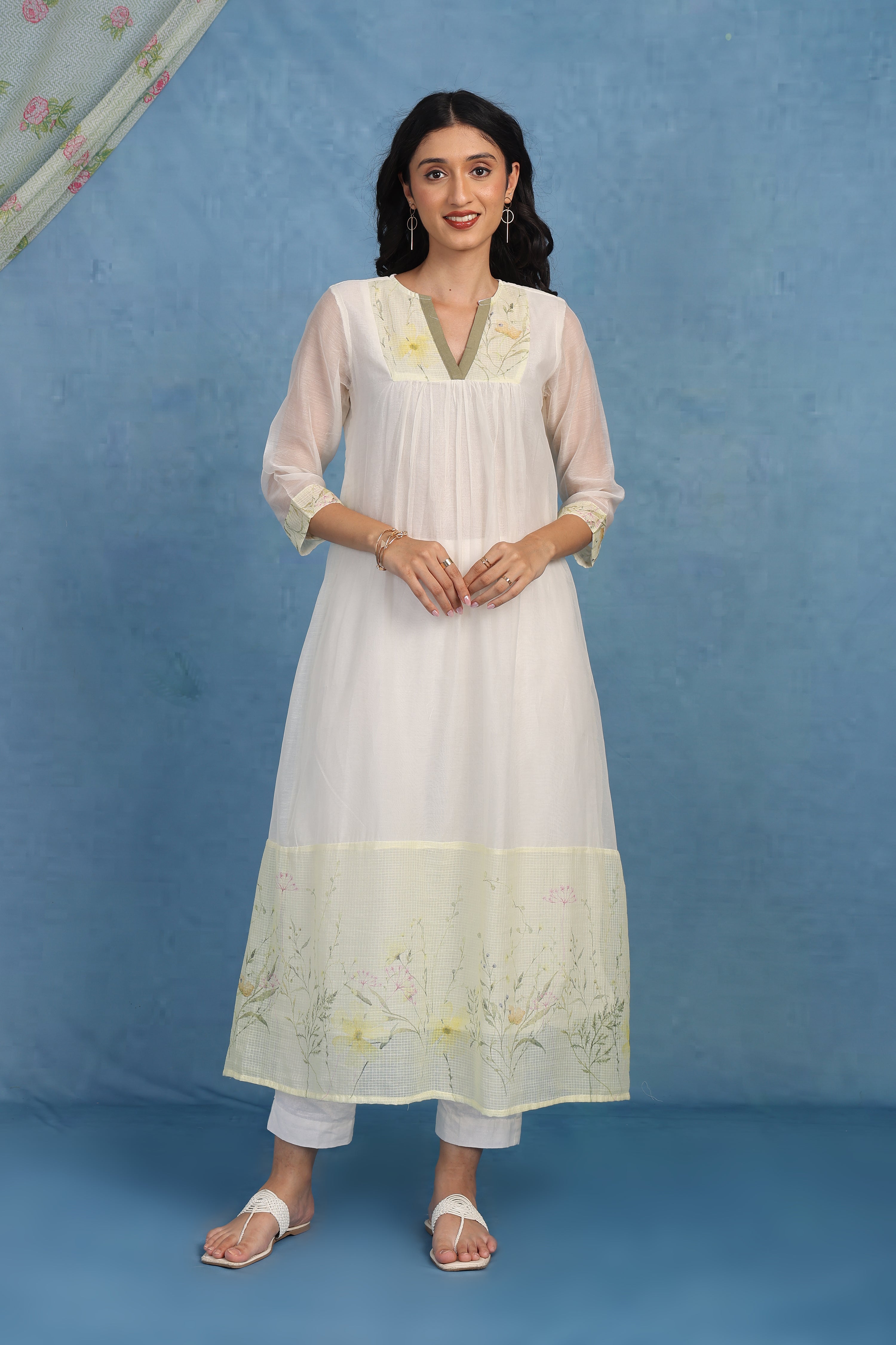 Sunlit Dahlia Kurta - Top And Bottom