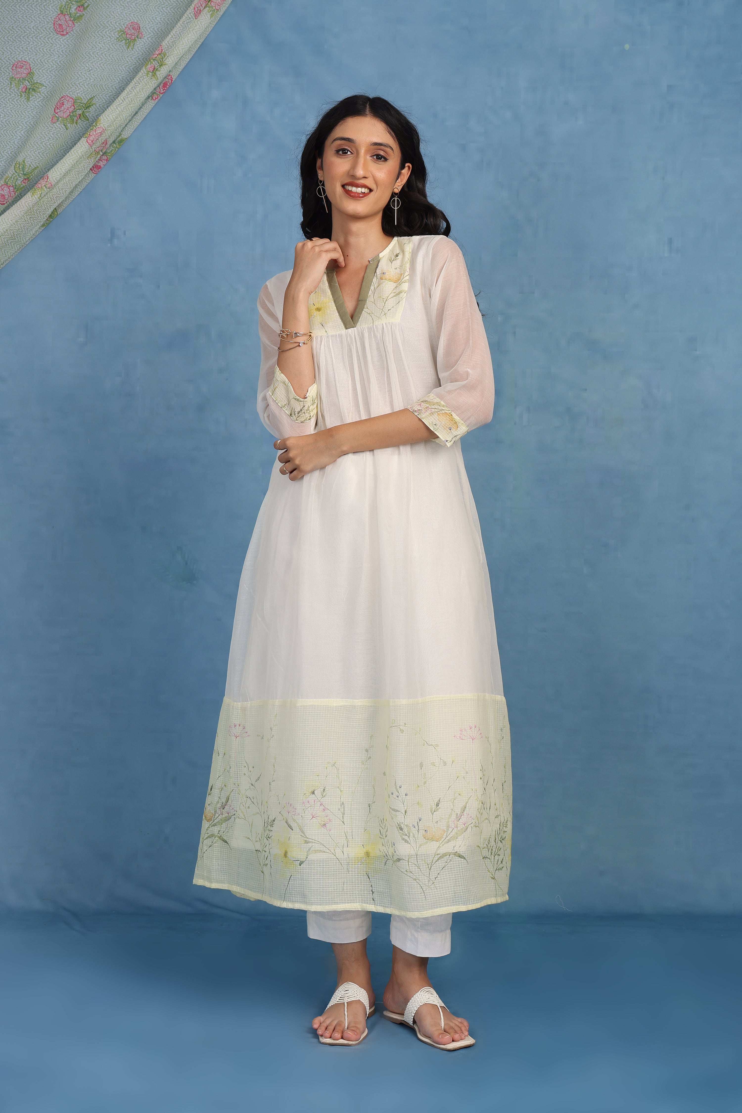 Sunlit Dahlia Kurta - Top And Bottom