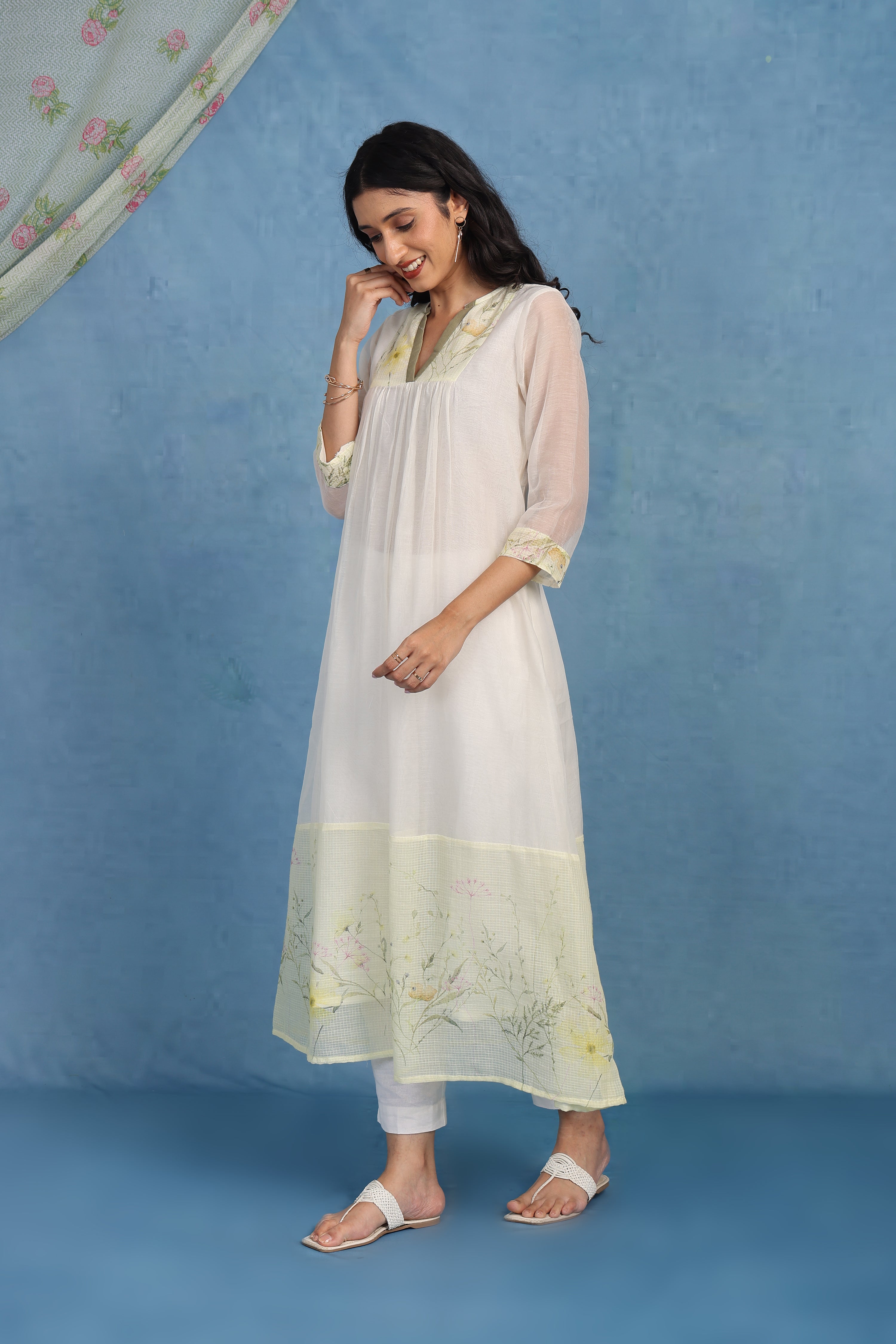 Sunlit Dahlia Kurta - Top And Bottom