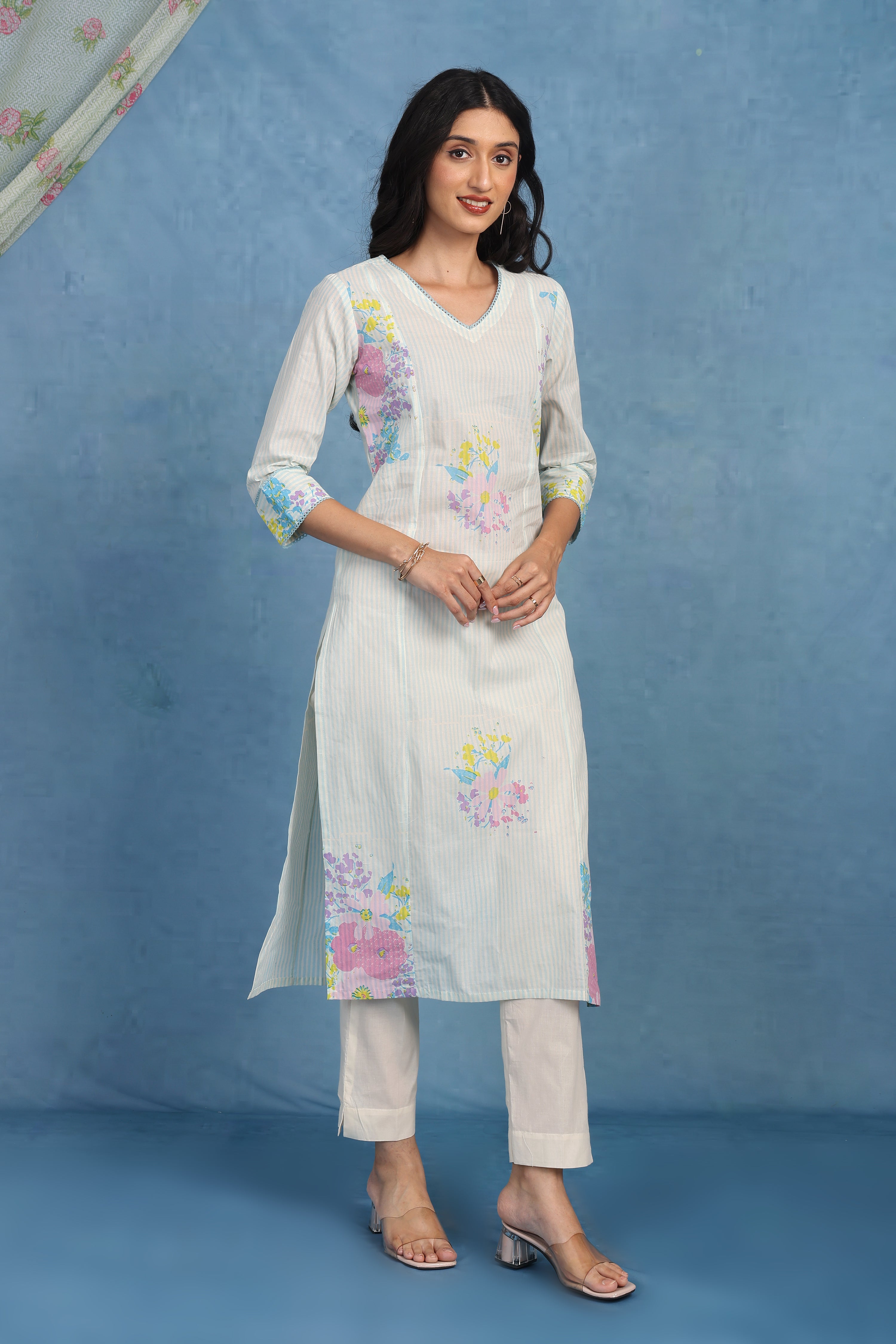 English Garden – Blue Meadow Kurta - Only Top