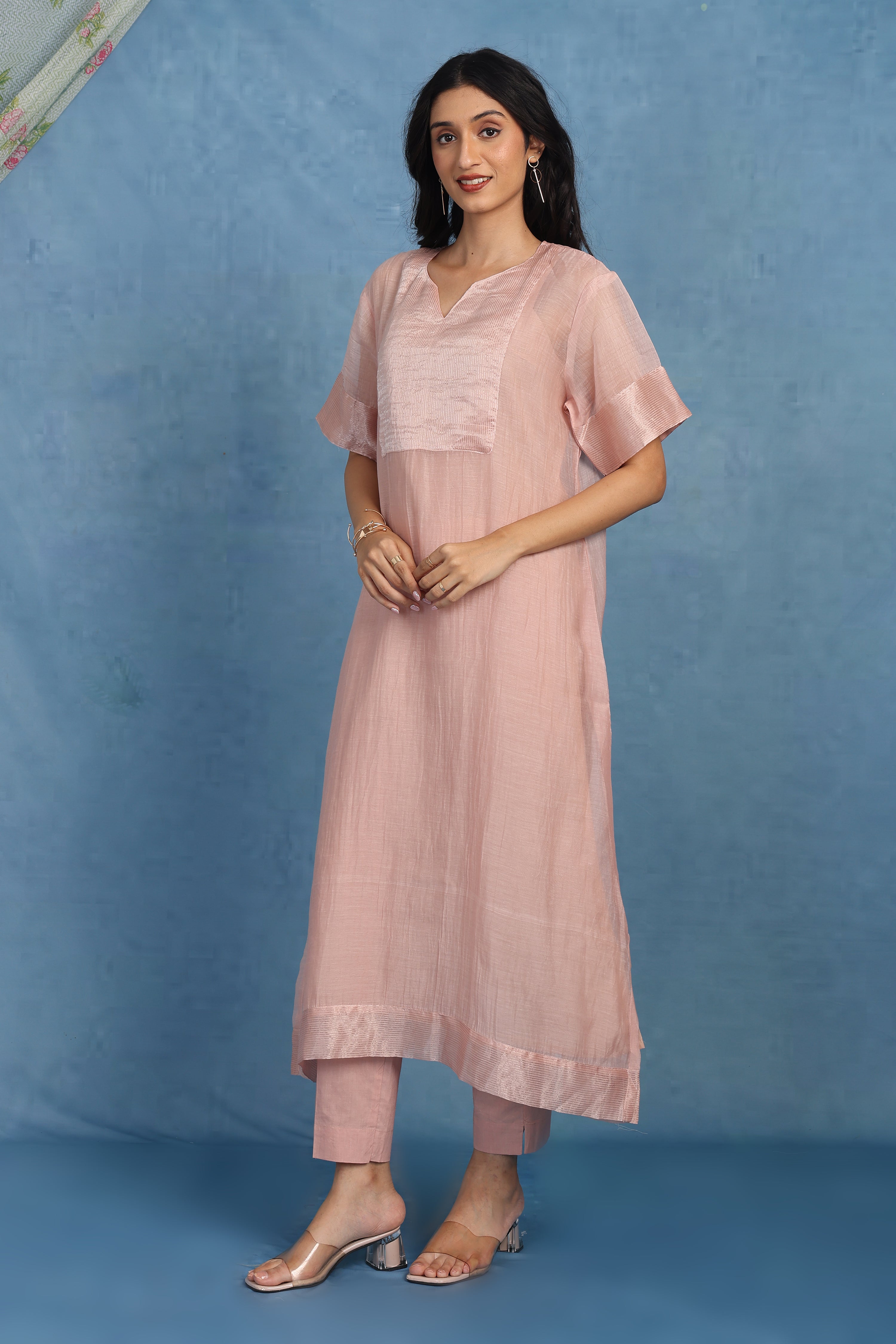 Peach Blossom Kaftan Kurta - Only Top
