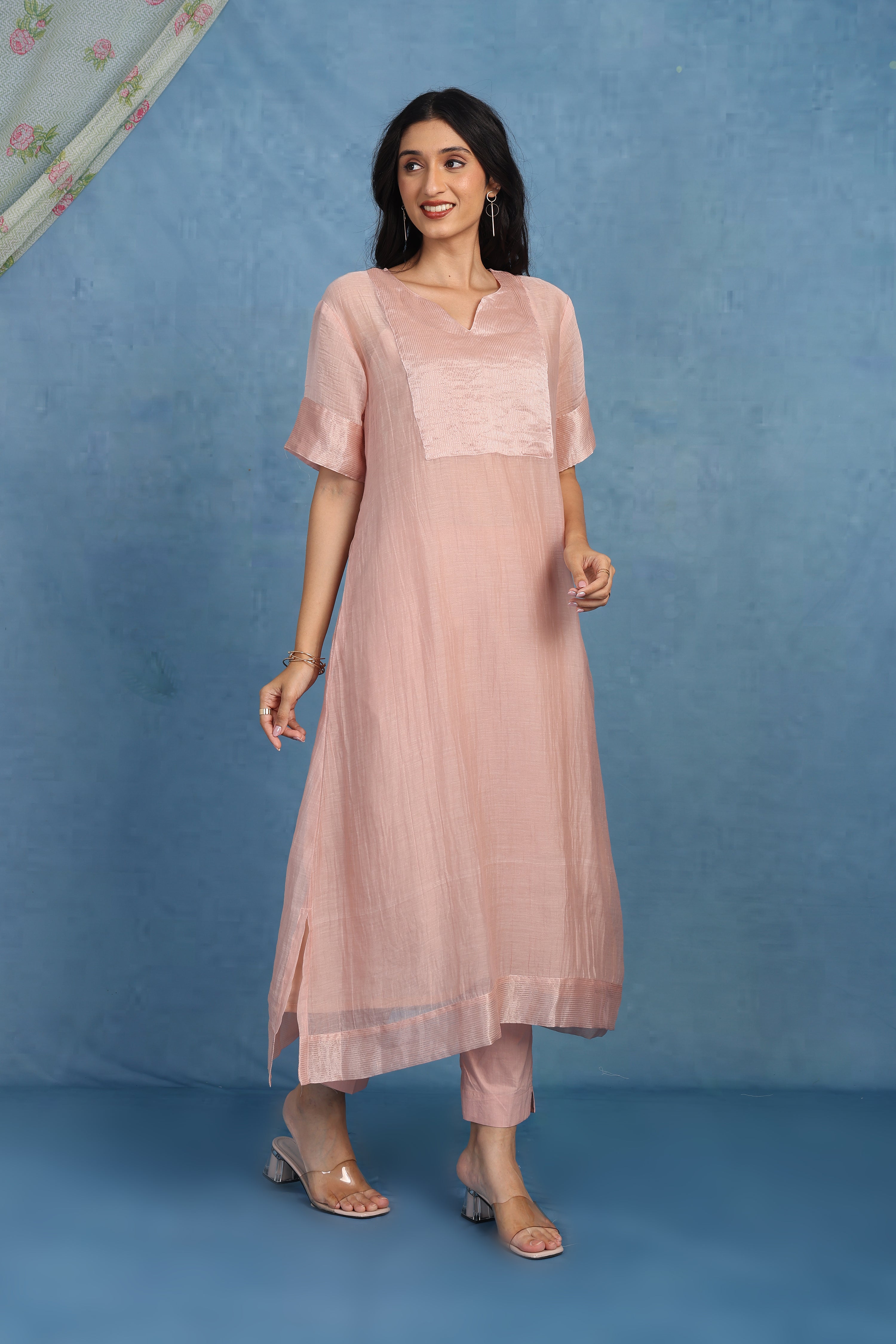Peach Blossom Kaftan Kurta - Only Top