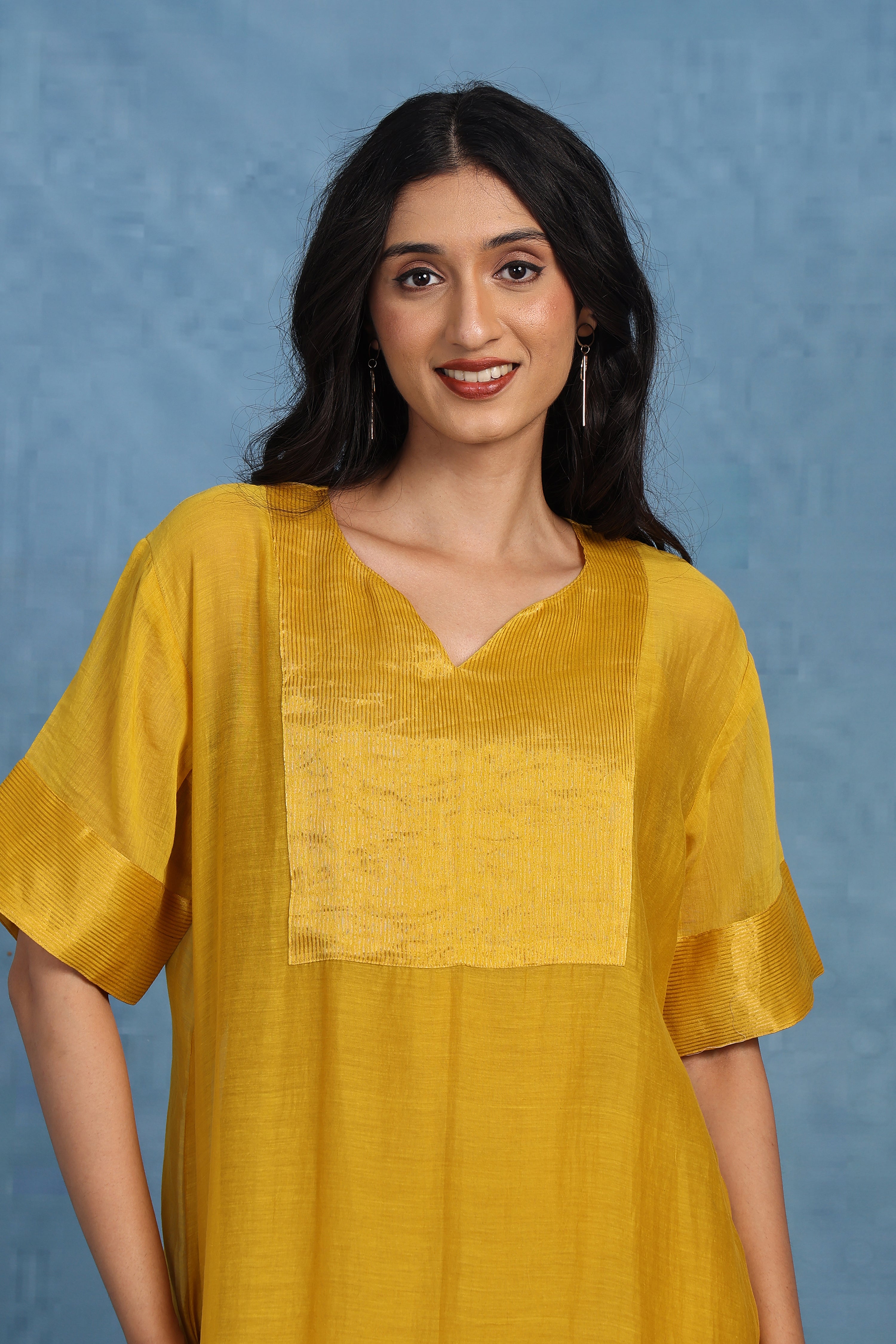 Golden Marigold Kaftan Kurta - Only Top