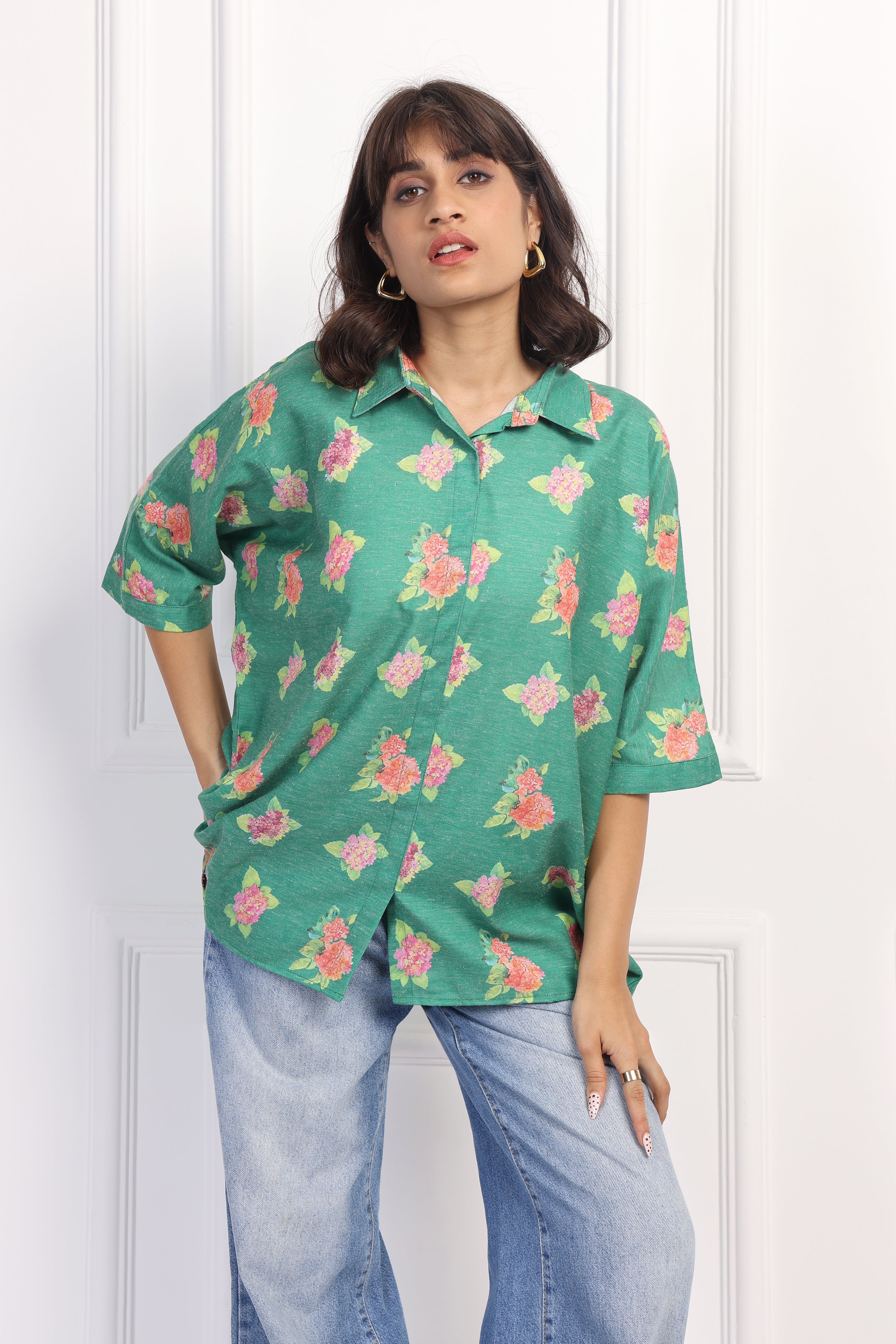 Leaf Hydrangea Boxy Shirt