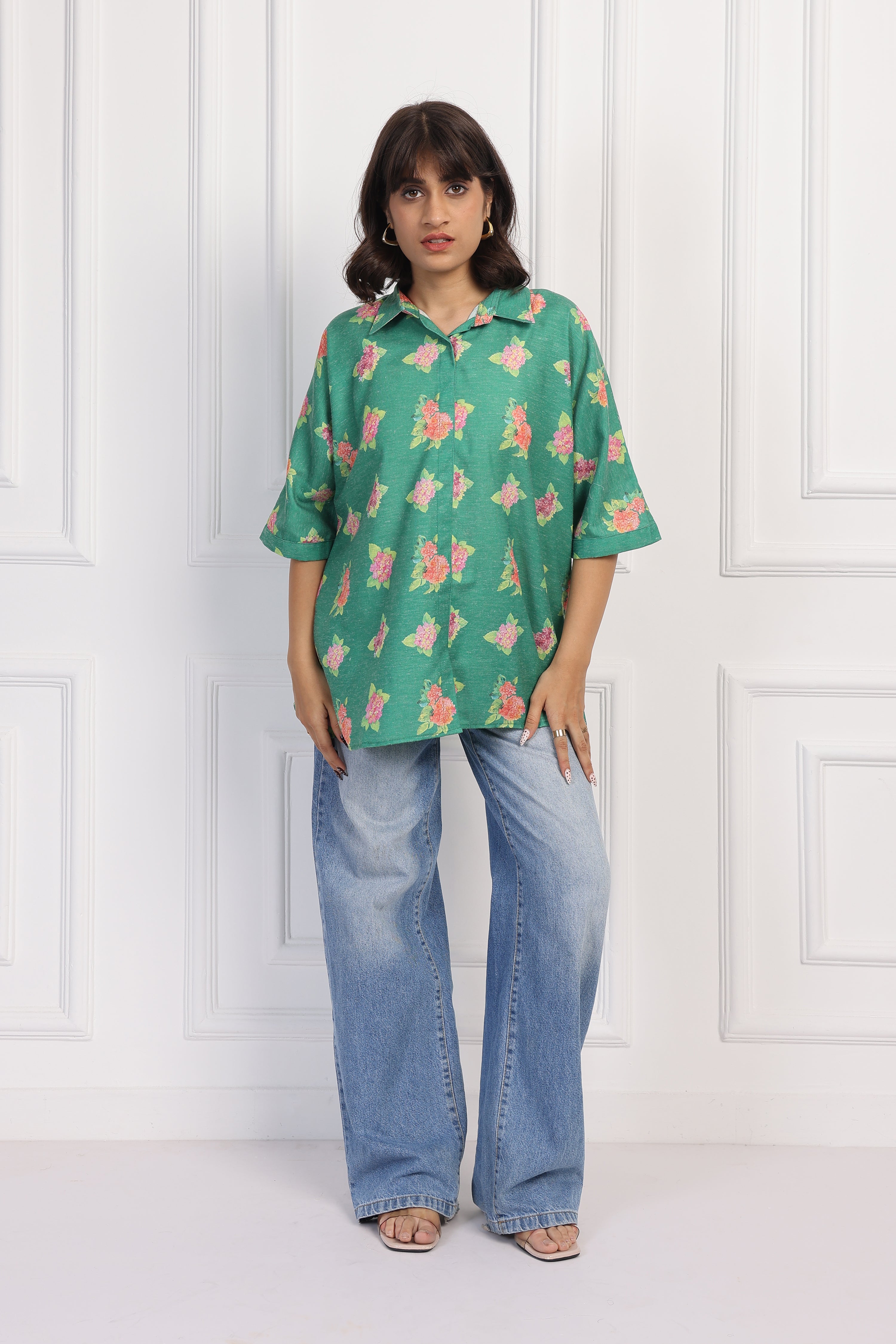 Leaf Hydrangea Boxy Shirt
