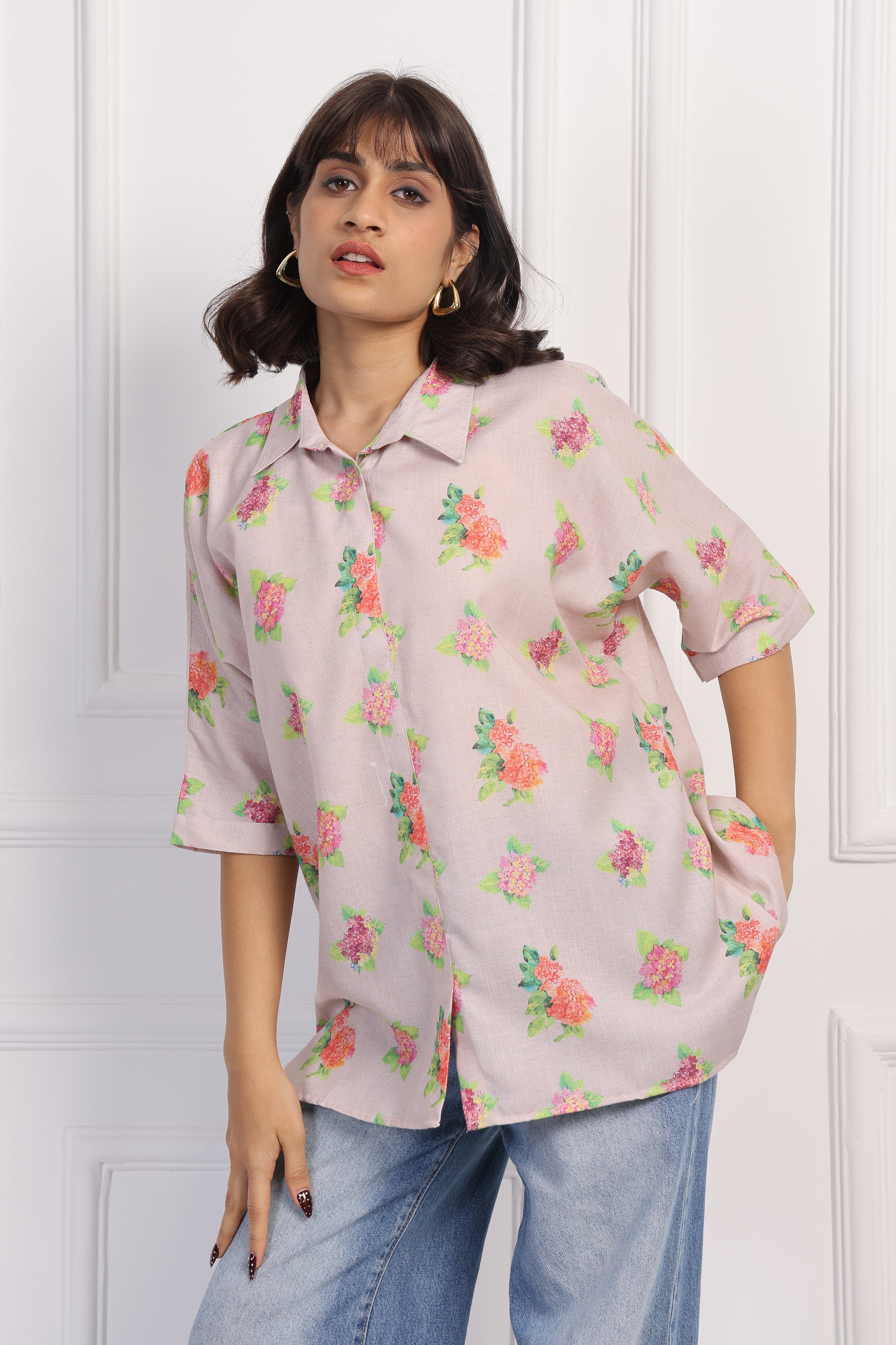 Blush Hydrangea Boxy Shirt