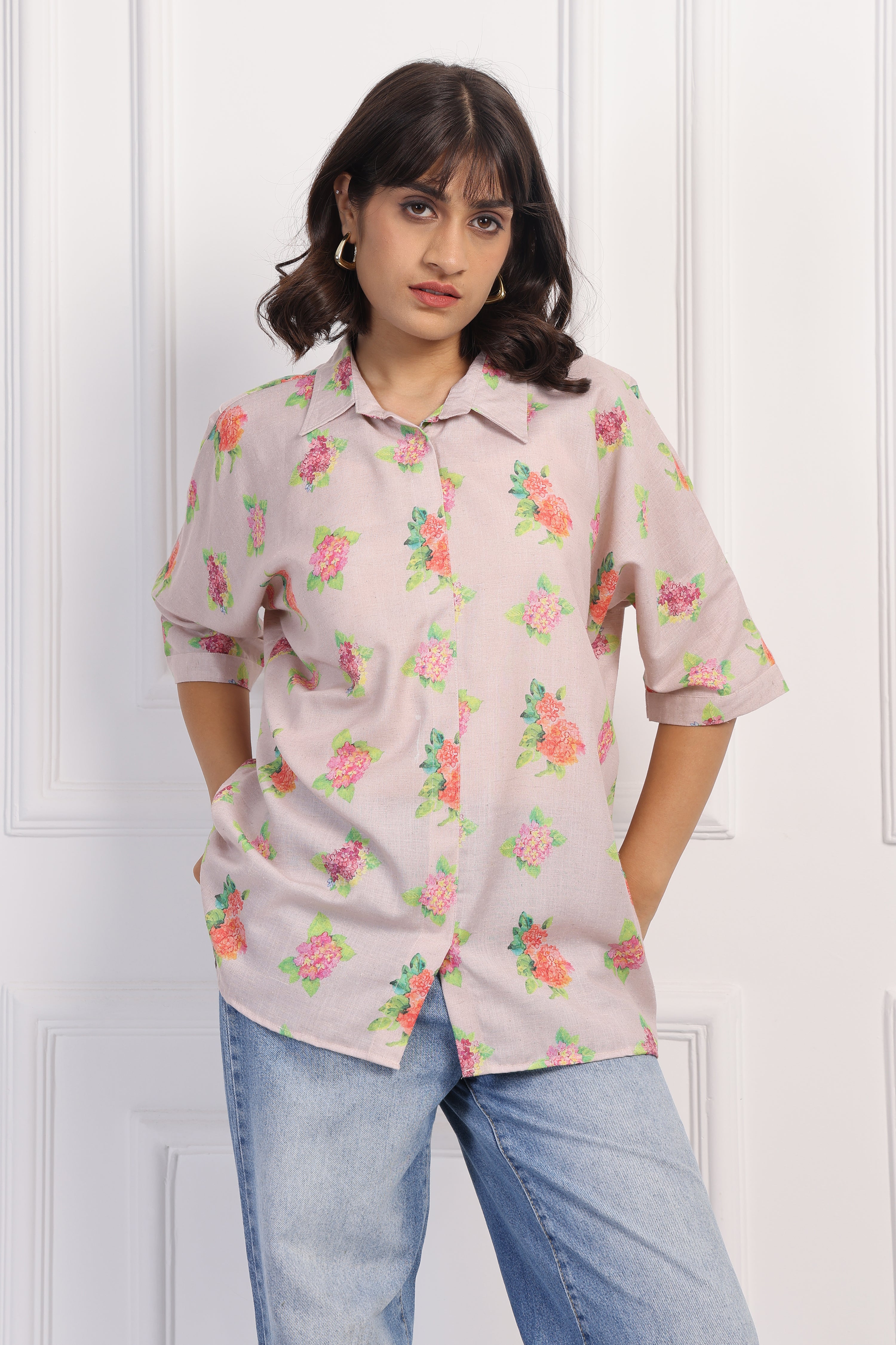 Blush Hydrangea Boxy Shirt