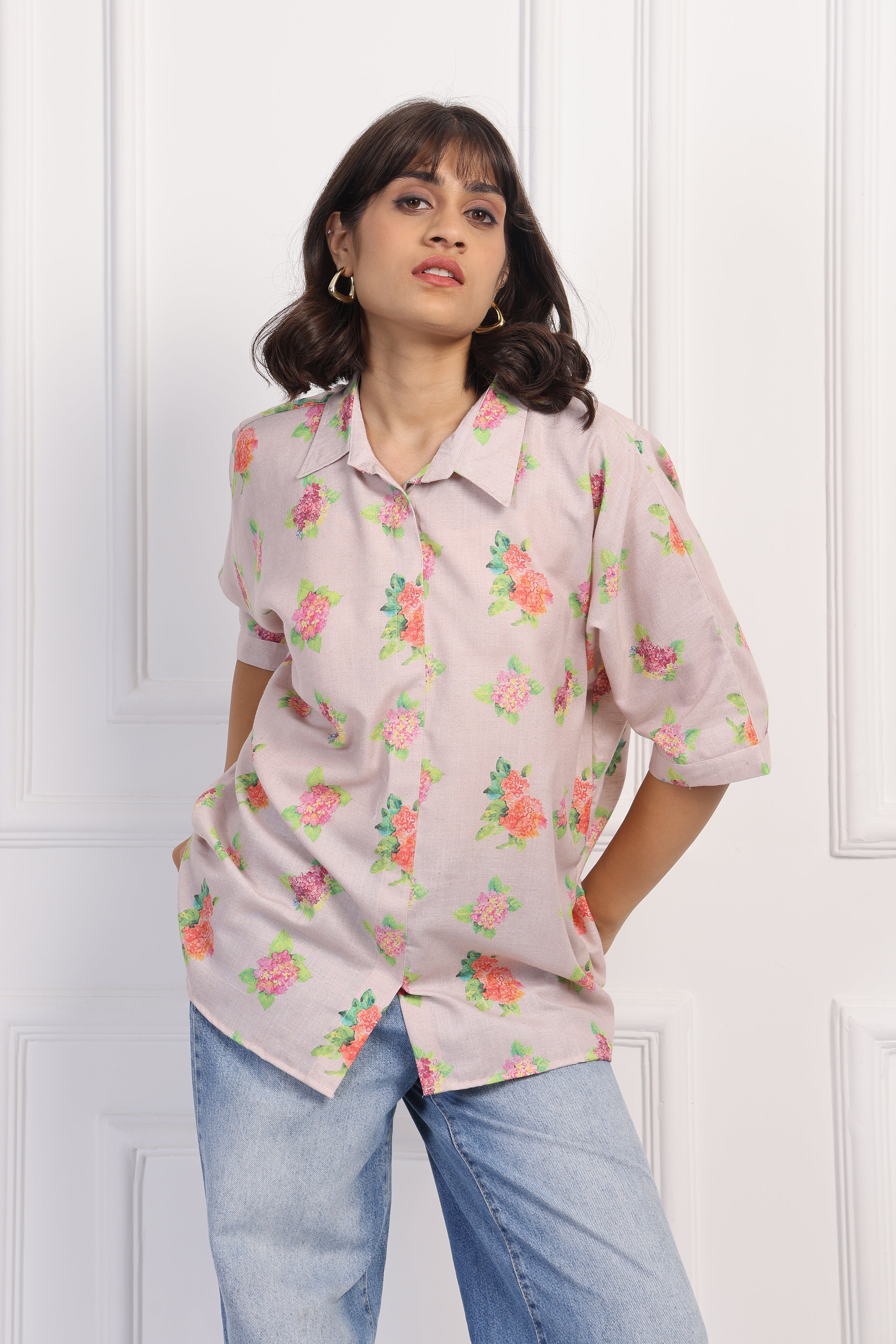 Blush Hydrangea Boxy Shirt